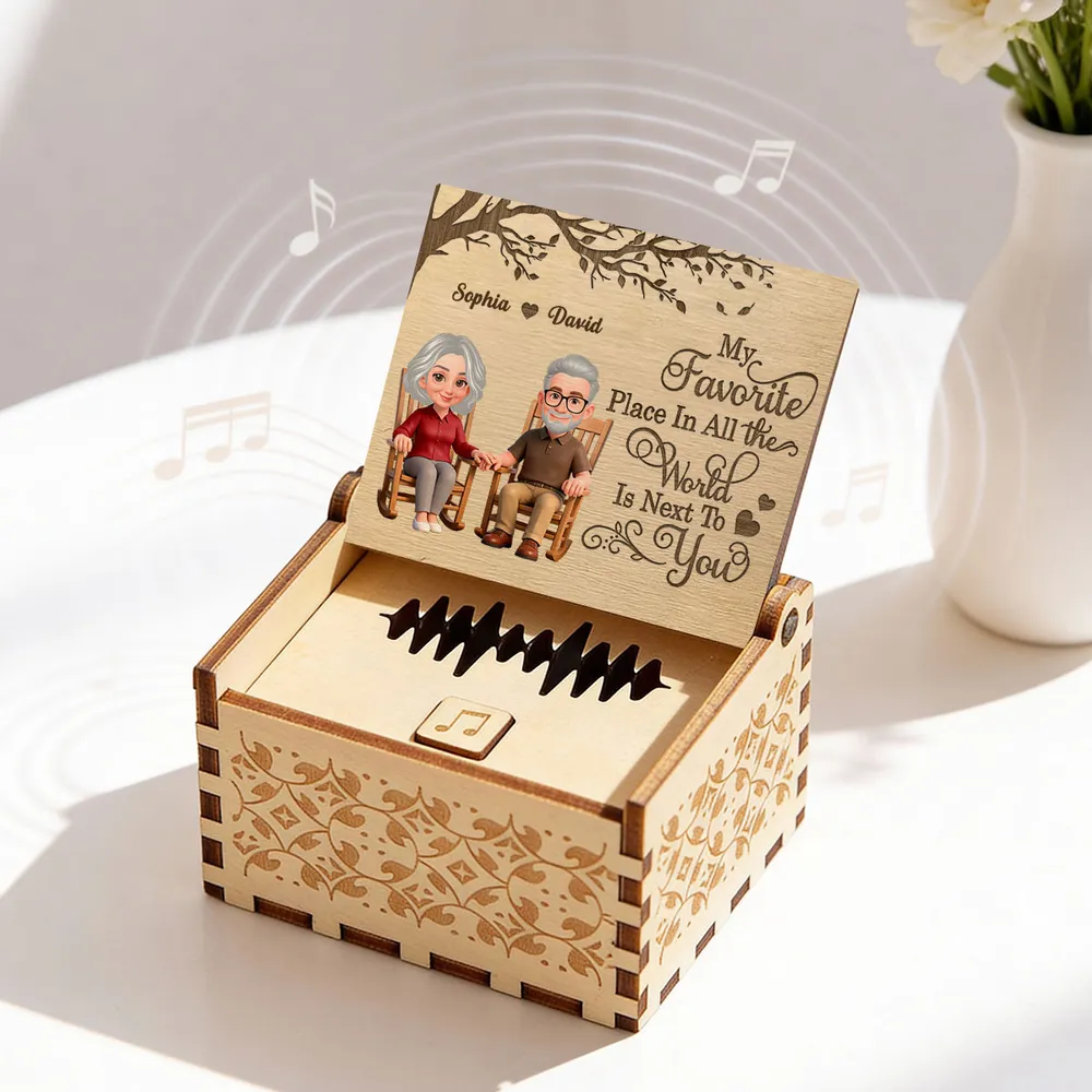 My Favorite Place Is Next To You Personalized Wooden Music Box, Sweet Couple Gift for Anniversary or Valentine's Day - Image 6