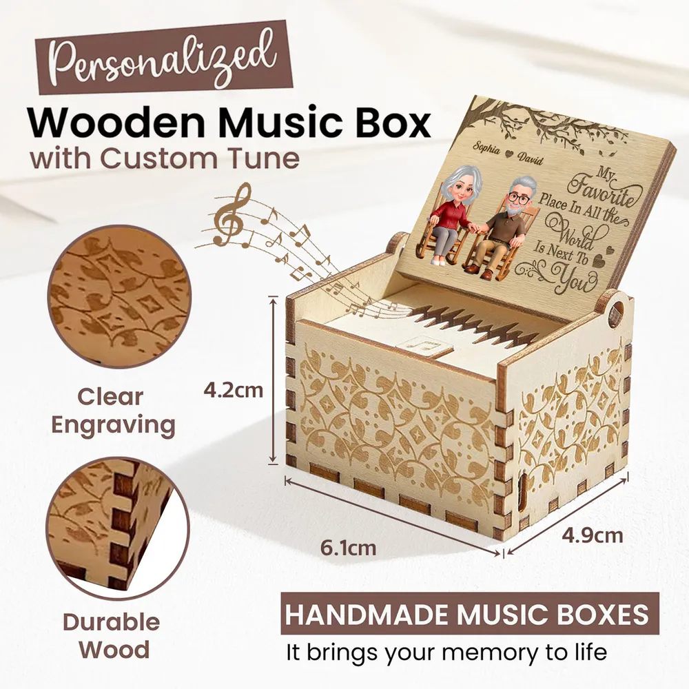 My Favorite Place Is Next To You Personalized Wooden Music Box, Sweet Couple Gift for Anniversary or Valentine's Day - Image 8