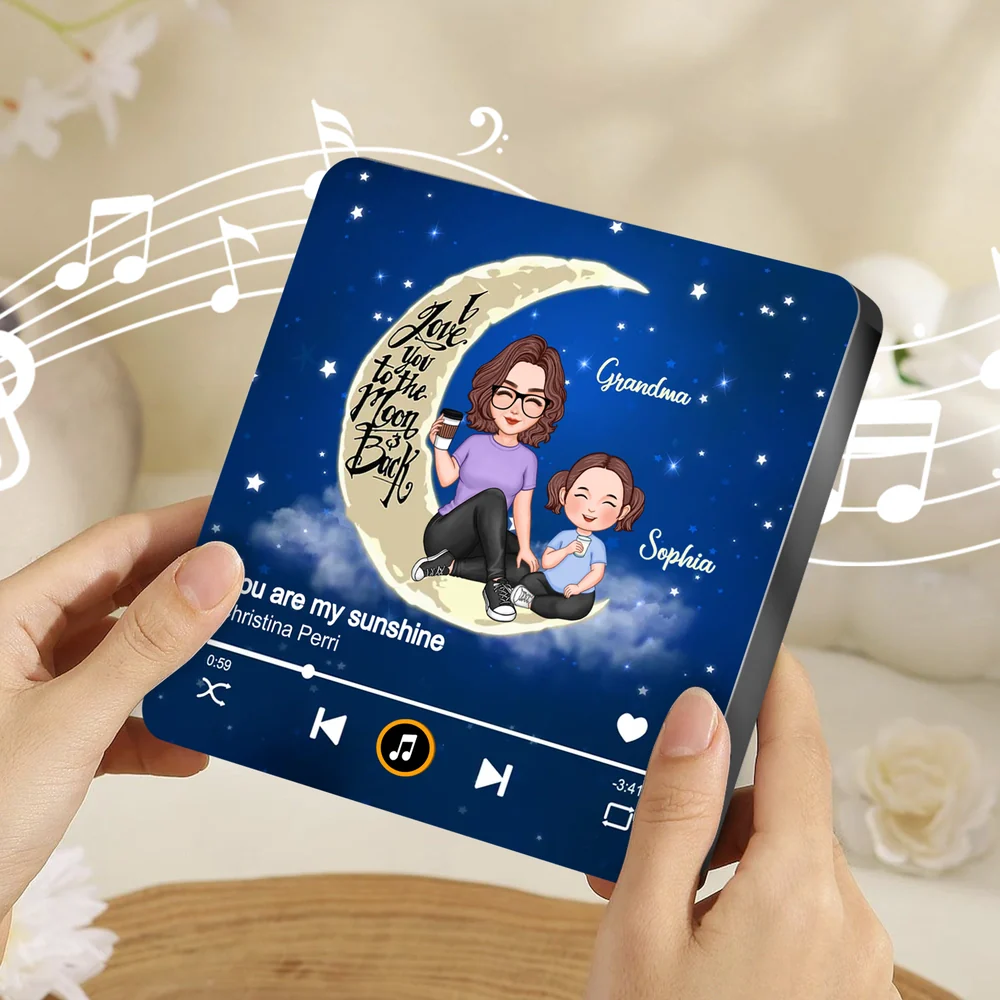 Acrylic Music Magnet I Love You to the Moon and Back Grandma and Grandkid Cute Fridge Decoration Unique Gift - Image 7