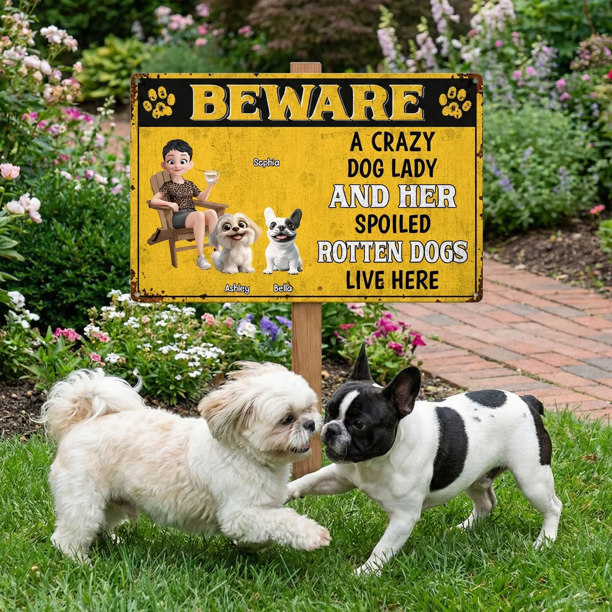 Personalized Rectangular Iron Sign Beware Crazy Dog Lady Spoiled Rotten Dog Live Here - Funny Unique Gift for Dog Lovers - Image 3