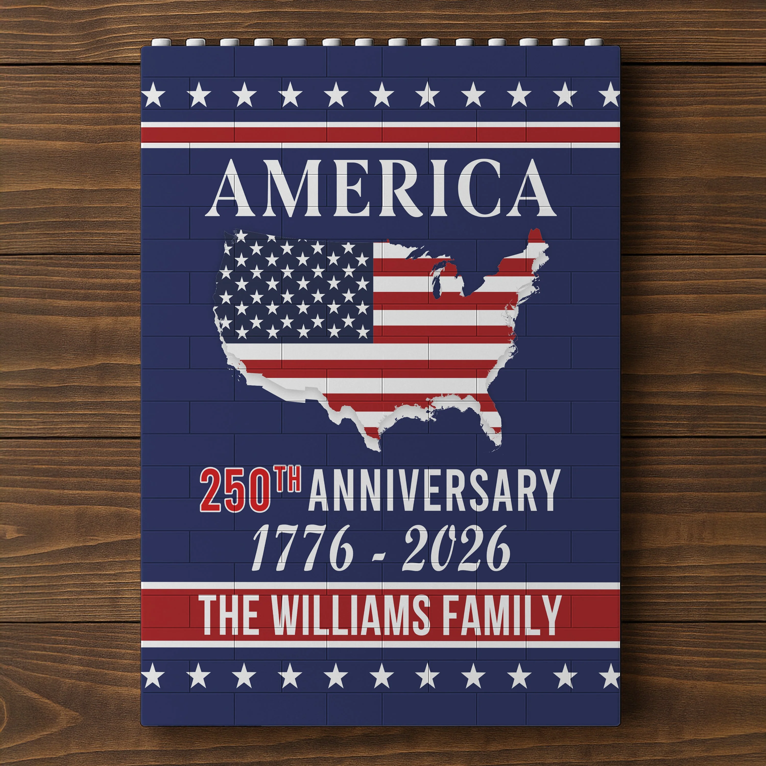 Custom Patriotic PVC Building Brick Puzzle for America 250th Anniversary, USA Flag Map Design, Meaningful Family Gift - Image 4