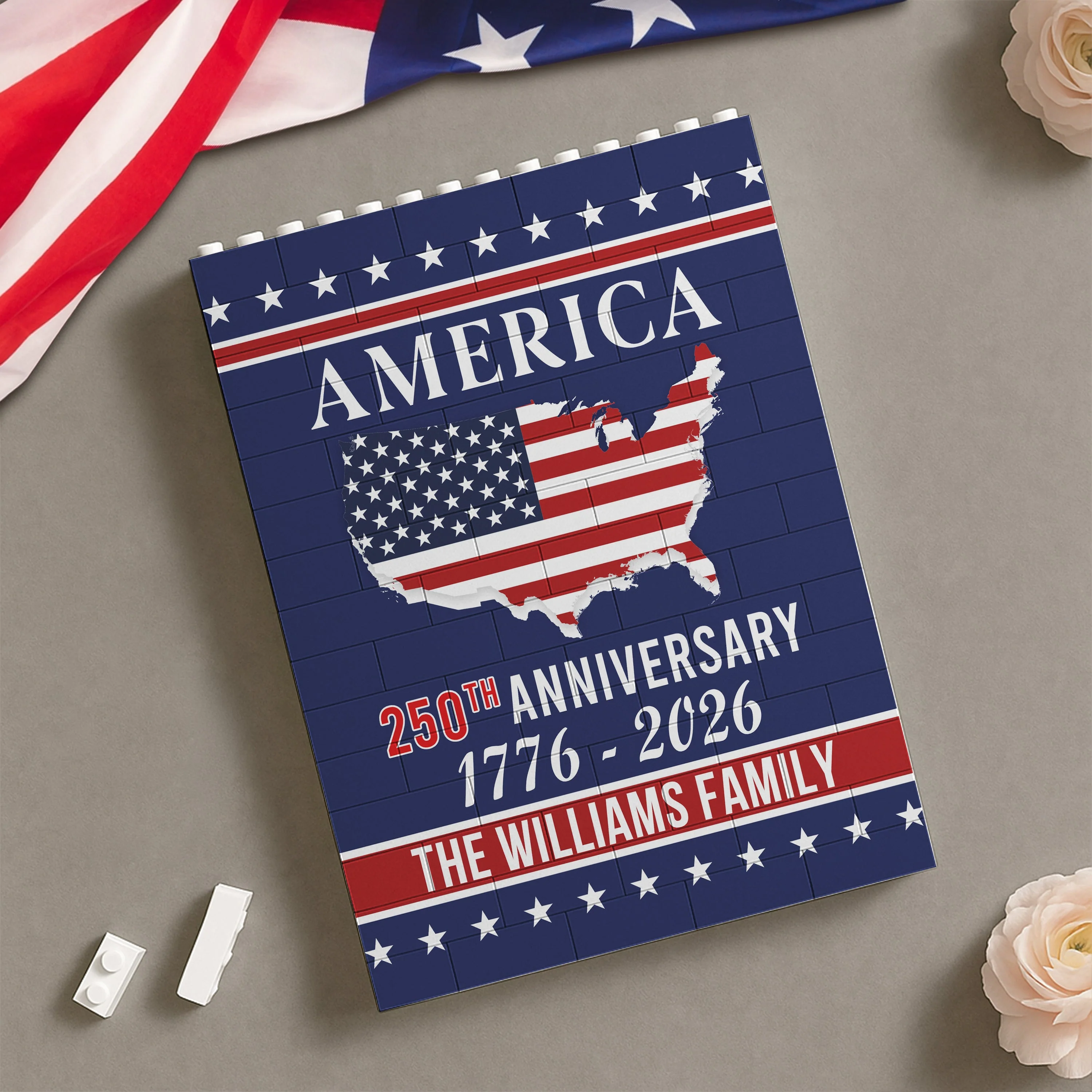 Custom Patriotic PVC Building Brick Puzzle for America 250th Anniversary, USA Flag Map Design, Meaningful Family Gift - Image 6