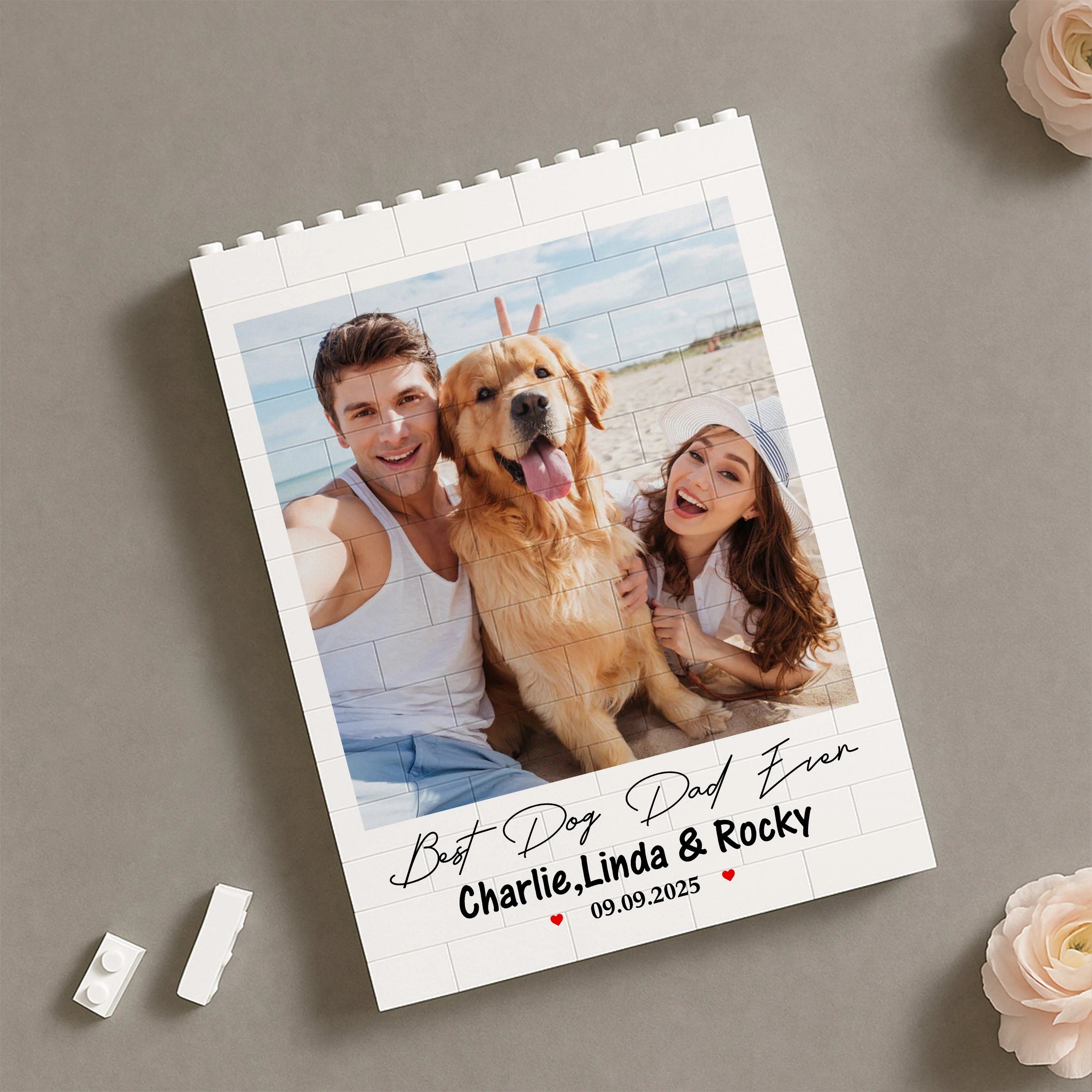 PVC Building Brick Puzzle Personalized Photo Keepsake - Happy Beach Moment with Your Dog, A Unique Gift for Dog Parents - Image 3