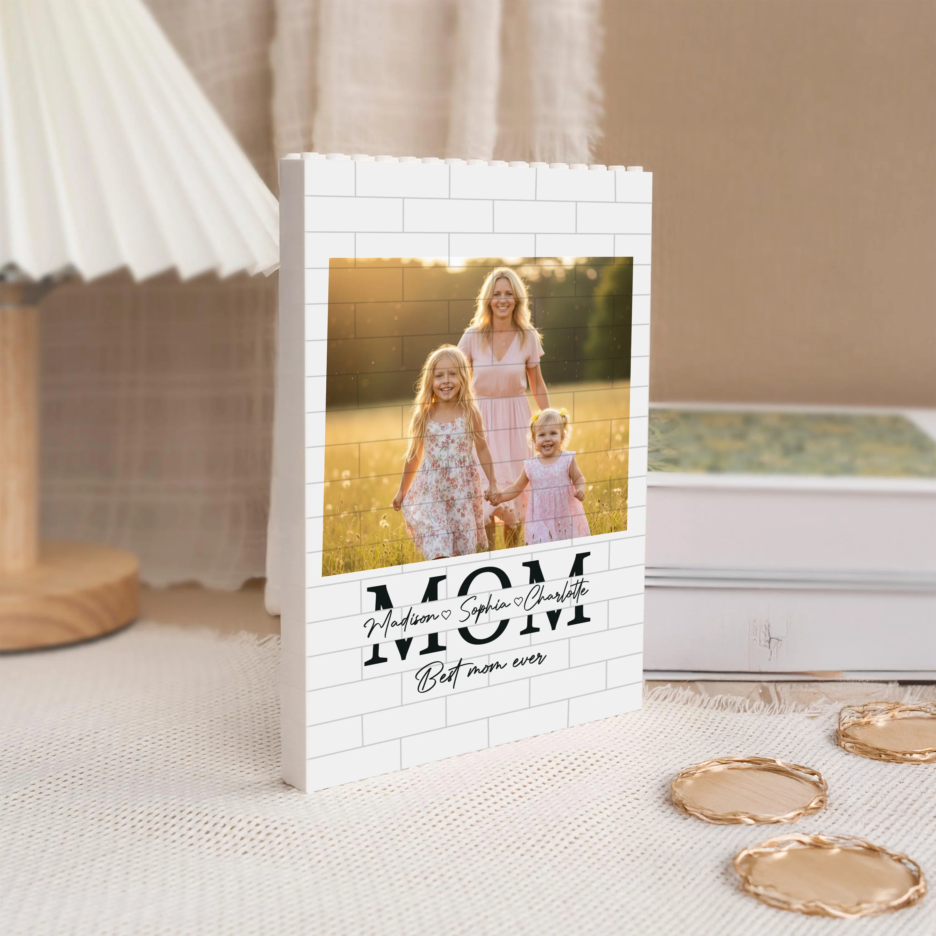 Custom PVC Building Brick Puzzle with Your Photo, Sweet Mom and Kids Kissing Scene, Meaningful Keepsake Gift for Mom - Image 5