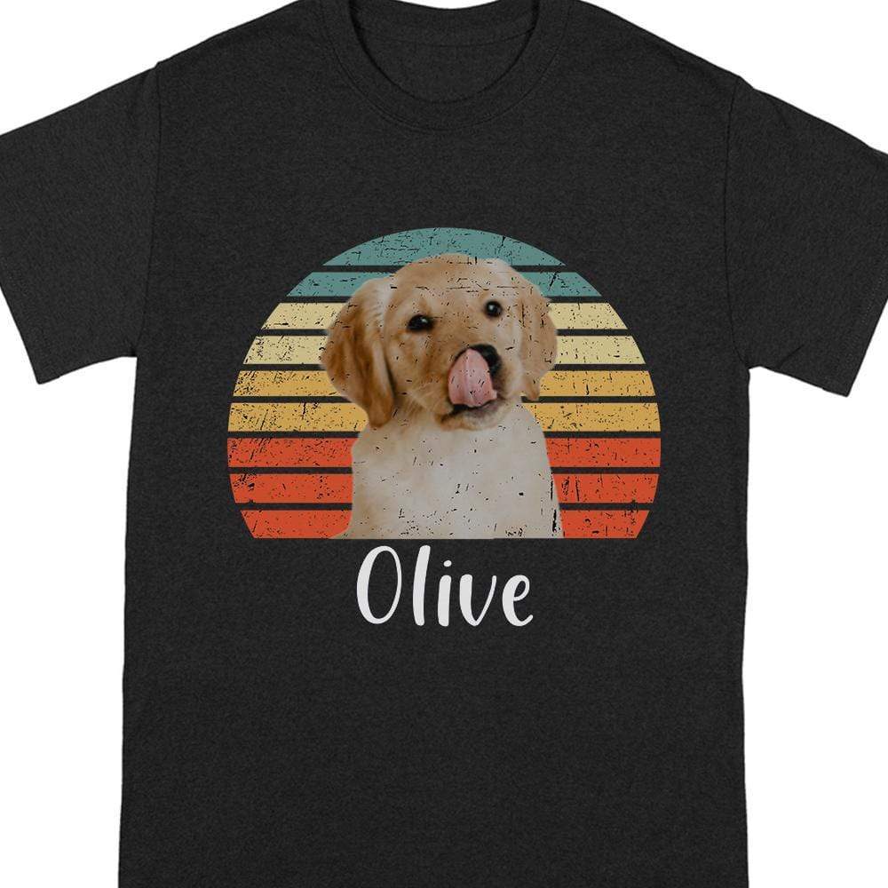 Custom Pet Portrait Classic Tee, Vintage Sunset Dog Design for Everyday Wear, Heartwarming Gift for Dog Moms & Dads - Image 4