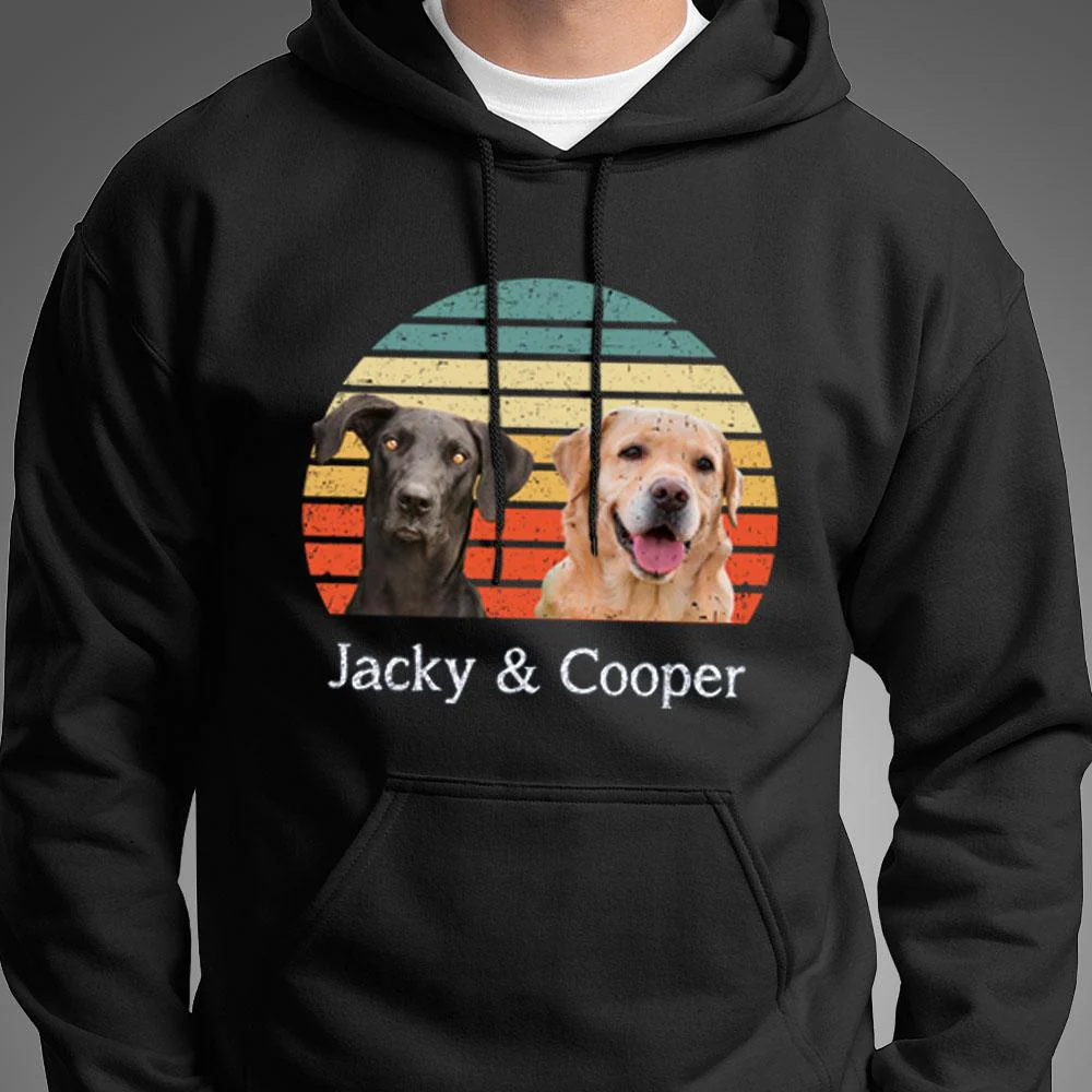 Custom Pet Portrait Classic Tee, Vintage Sunset Dog Design for Everyday Wear, Heartwarming Gift for Dog Moms & Dads - Image 5