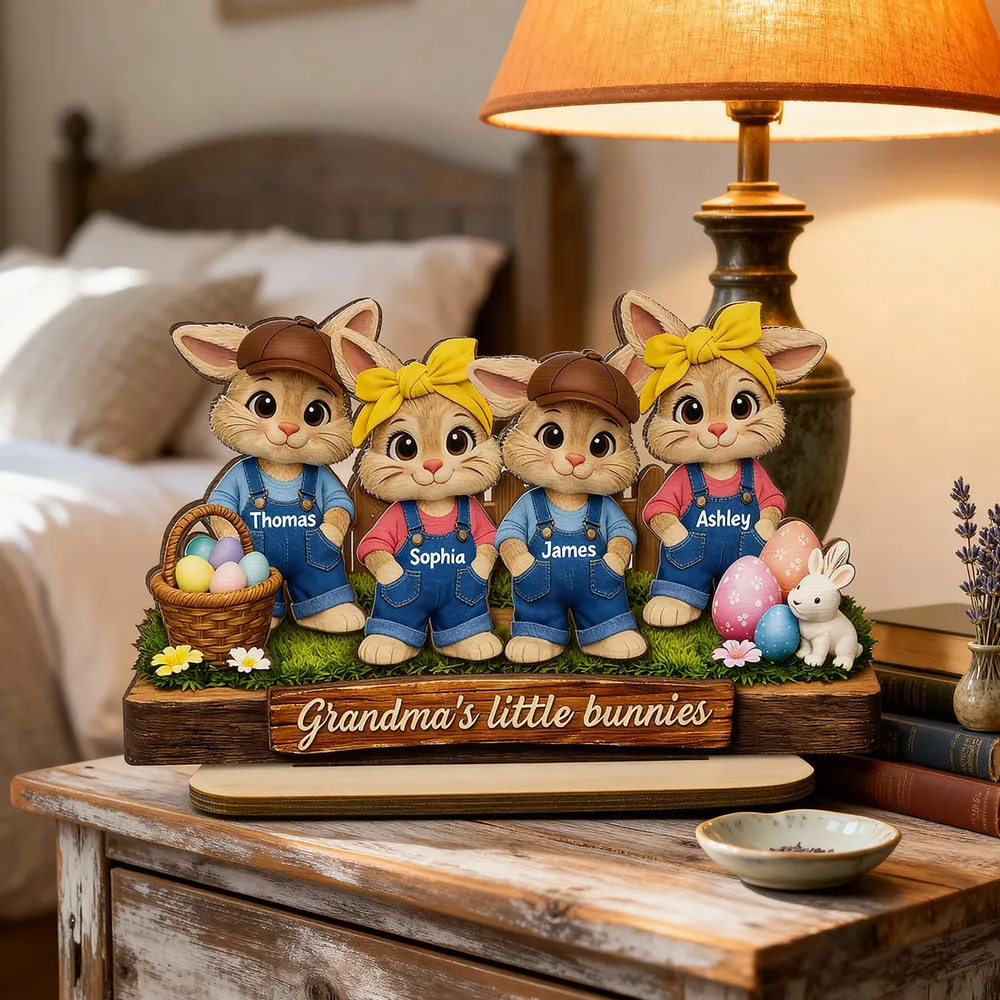 Personalized 2-Layer Wooden Plaque with Grandma's Little Bunnies, Easter Basket Scene, Unique Gift for Grandma - Image 7