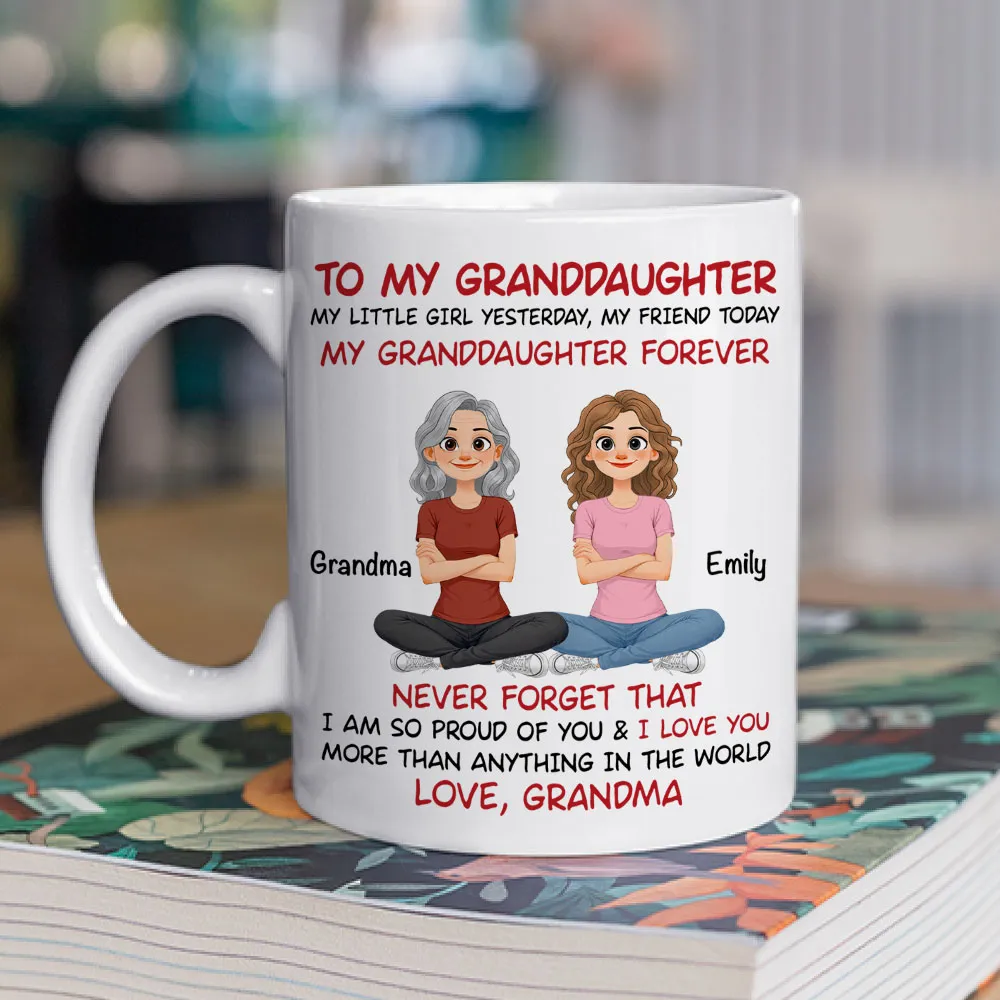 Personalized Grandma and Granddaughter Quote Ceramic Mug - Cute Cartoon Gift for Granddaughter, Daily Coffee Reminder - Image 2
