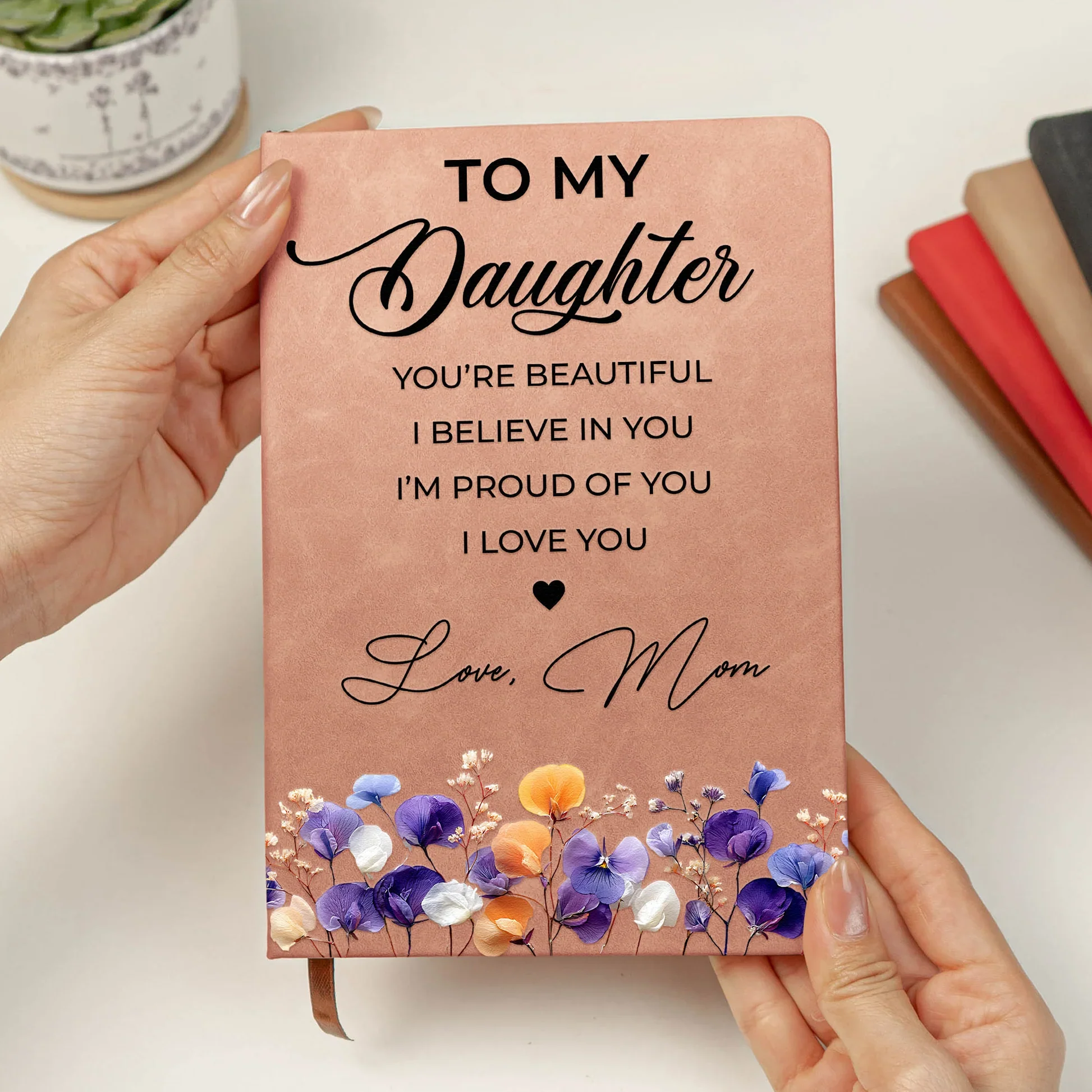 Personalized Leather Journal With Floral Quote Cover, Encouraging Gift For Daughter, Niece Or Granddaughter - Image 5
