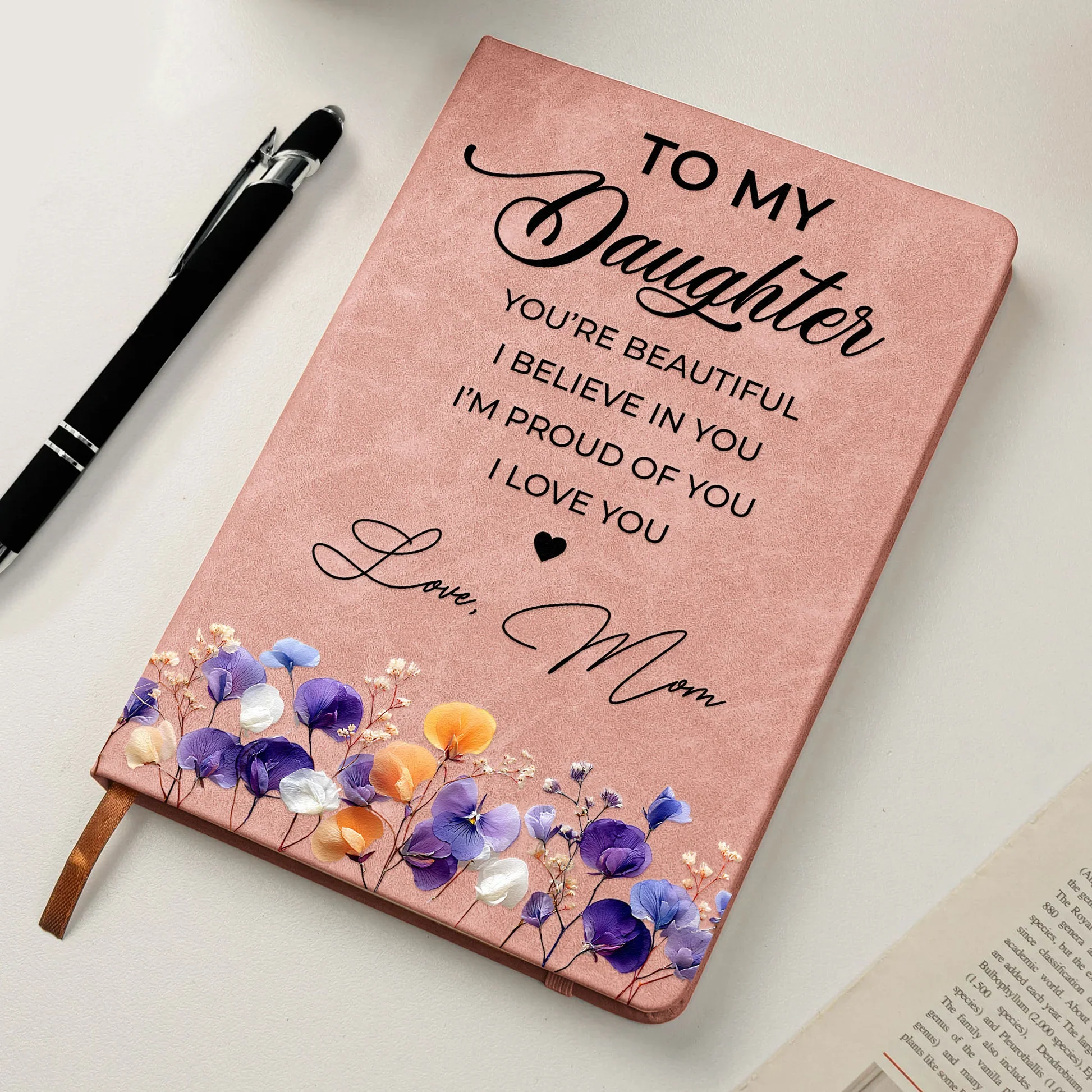 Personalized Leather Journal With Floral Quote Cover, Encouraging Gift For Daughter, Niece Or Granddaughter - Image 7