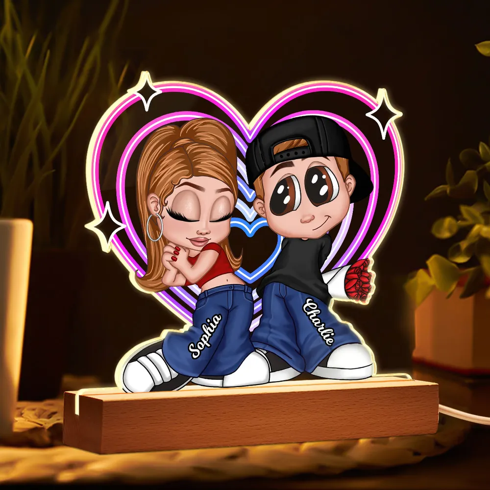 Shaped Acrylic Block LED Plaque Personalized Cute Couple Night Light With Retro Heart Vibe A Sweet Romantic Gift for Him or Her - Image 5