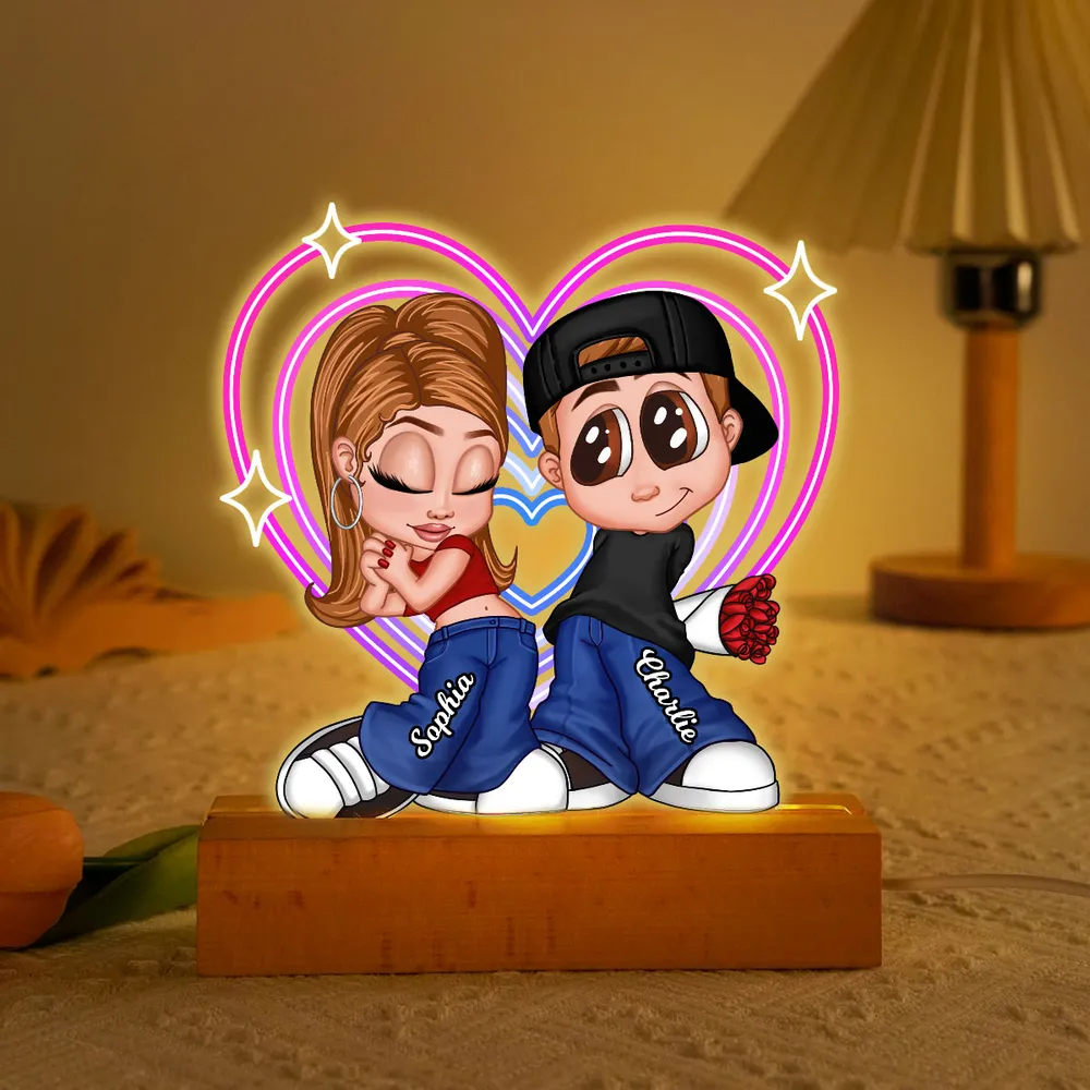 Shaped Acrylic Block LED Plaque Personalized Cute Couple Night Light With Retro Heart Vibe A Sweet Romantic Gift for Him or Her - Image 7