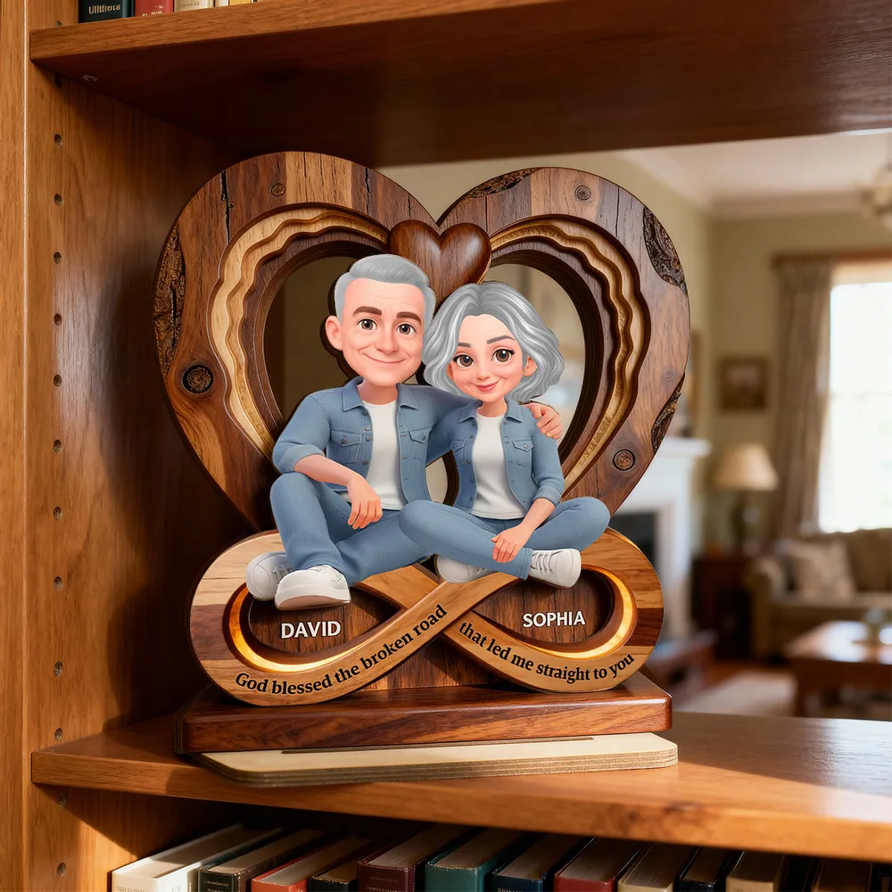 Personalized Couple Infinity Heart 2-Layer Wooden Plaque for Cozy Living Room Display, Unique Romantic Gift for Her or Him - Image 3