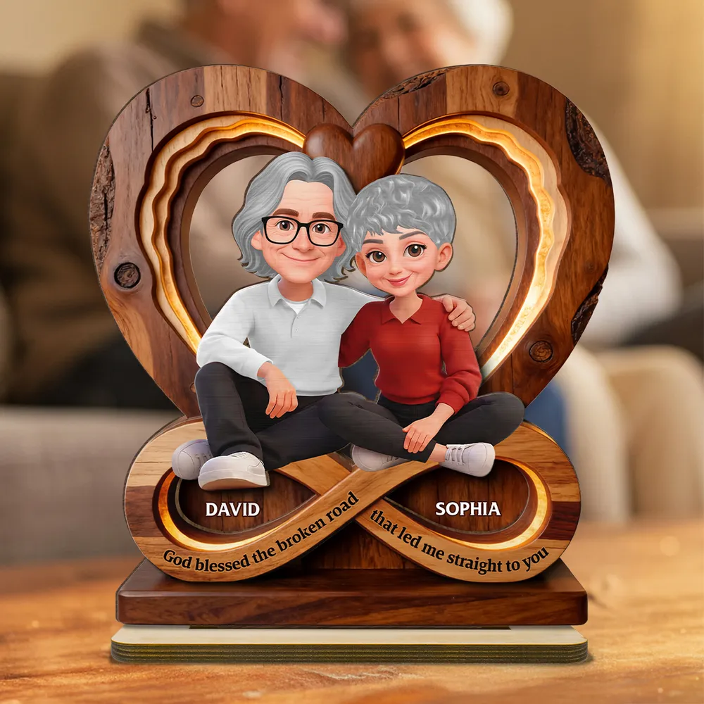 Personalized Couple Infinity Heart 2-Layer Wooden Plaque for Cozy Living Room Display, Unique Romantic Gift for Her or Him - Image 5