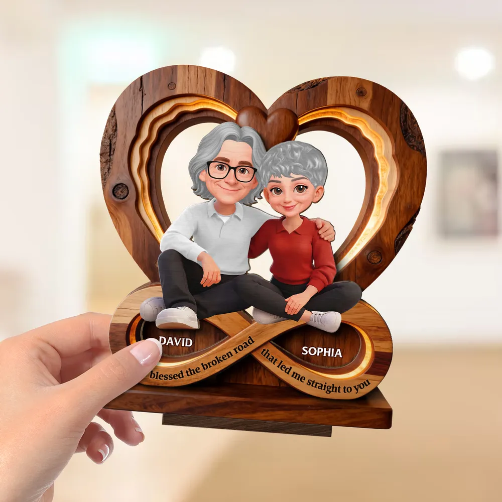 Personalized Couple Infinity Heart 2-Layer Wooden Plaque for Cozy Living Room Display, Unique Romantic Gift for Her or Him - Image 6