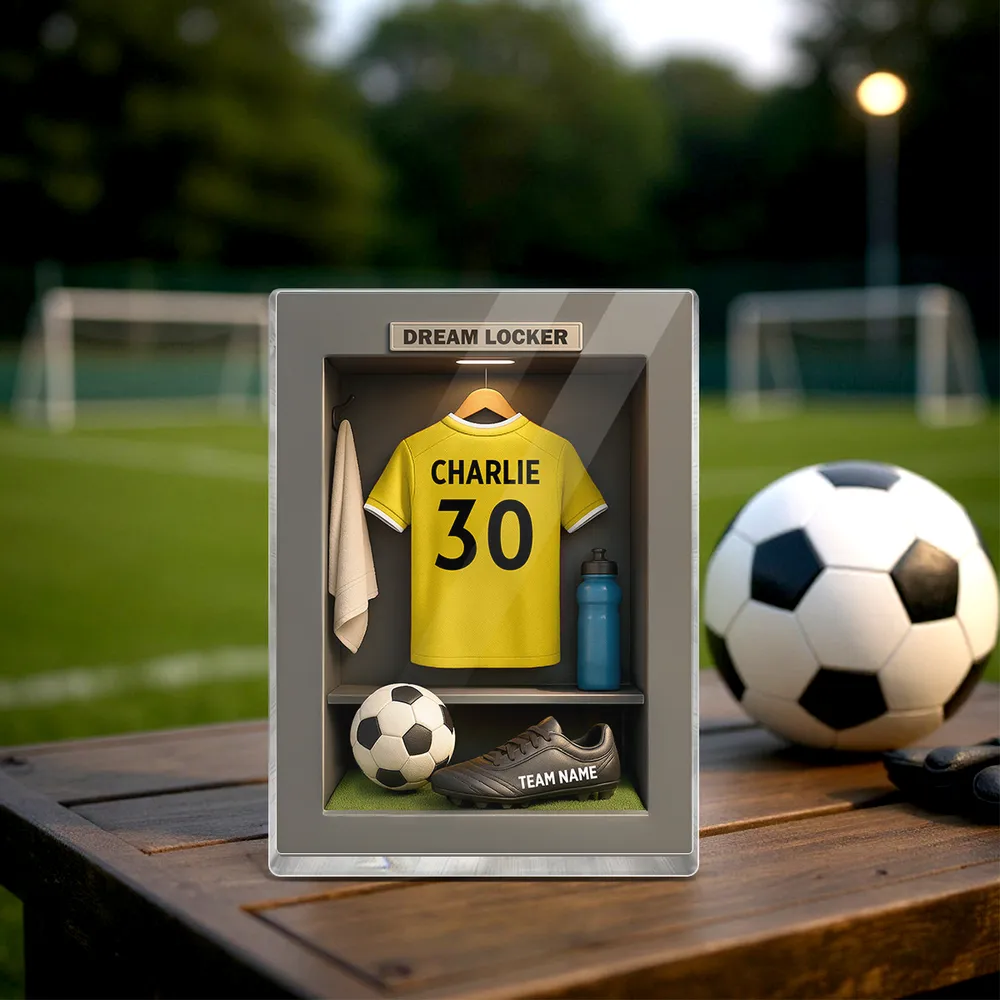 Rectangle Acrylic Block Plaque Personalized Dream Locker Soccer Jersey Scene, Sentimental Display Gift for Soccer Lovers and Families - Image 8