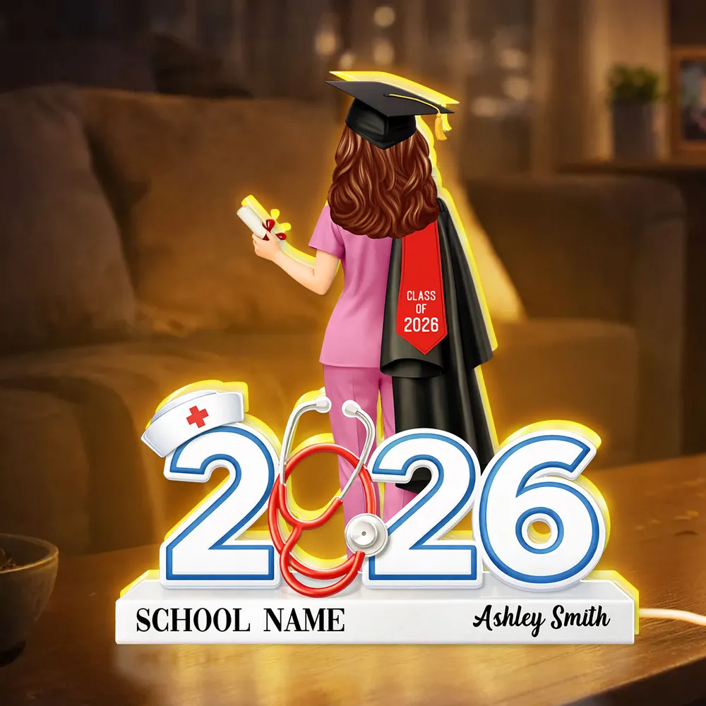 Personalized Graduation Acrylic Light Box for Nurse Senior, Warm Glow Bedroom Lamp, Unique Keepsake Gift - Image 5