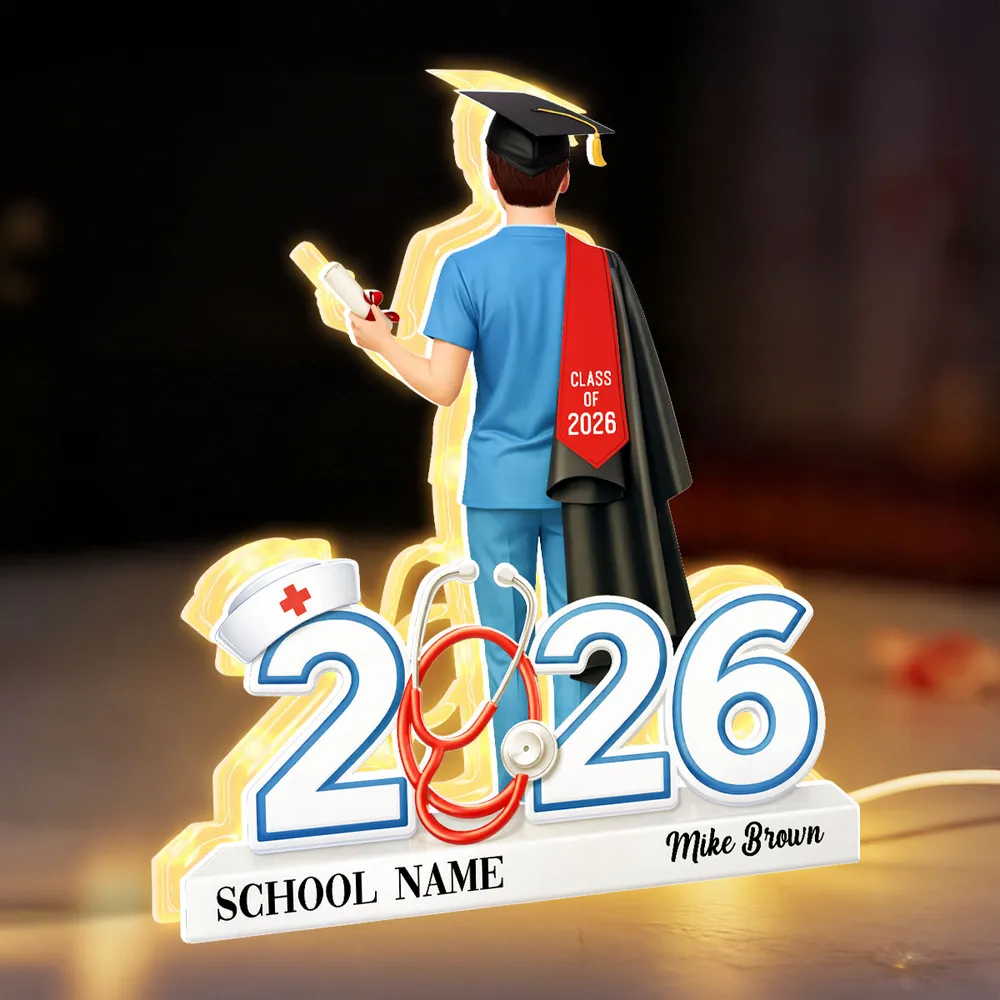 Personalized Graduation Acrylic Light Box for Nurse Senior, Warm Glow Bedroom Lamp, Unique Keepsake Gift - Image 7