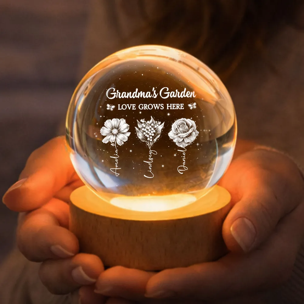 Personalized Grandma's Garden Globe Lamp Night Light, Warm Floral Glow, Unique Gift for Grandma - Image 8