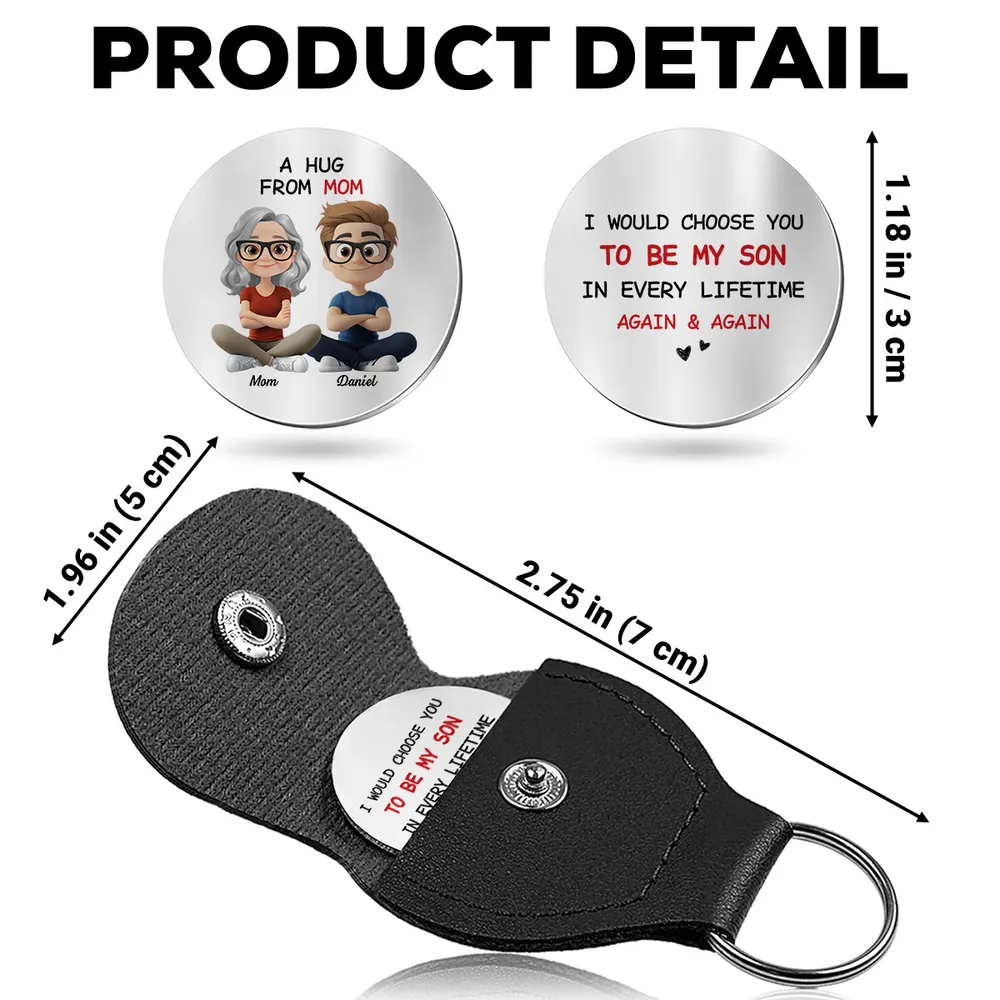 Personalized Pocket Hug for Mom & Son, Cute Cartoon Keepsake Gift for a Heartwarming Reminder - Image 5