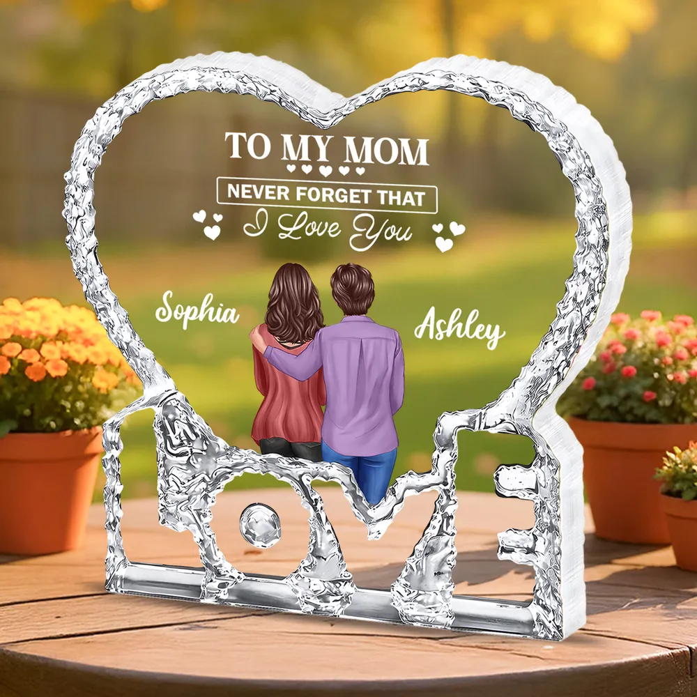 To My Mom I Love You Shaped Acrylic Block Plaque, Custom Names Love Memory Home Accent, Thoughtful Gift for Mom - Image 2
