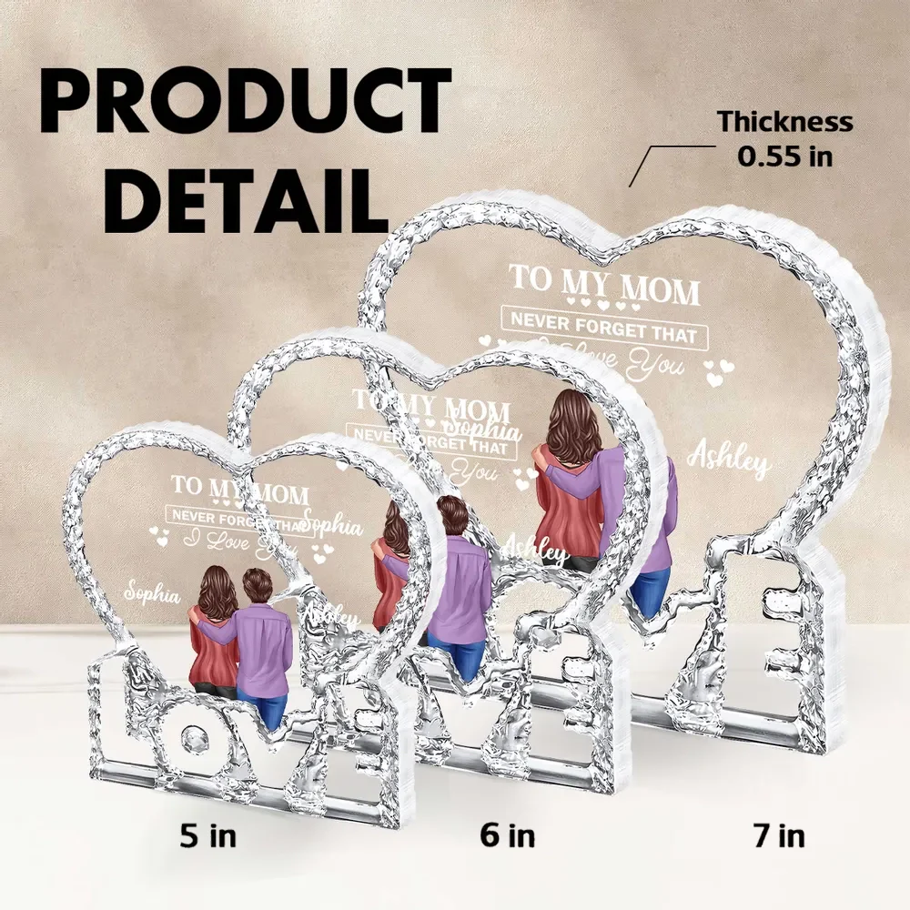 To My Mom I Love You Shaped Acrylic Block Plaque, Custom Names Love Memory Home Accent, Thoughtful Gift for Mom - Image 4