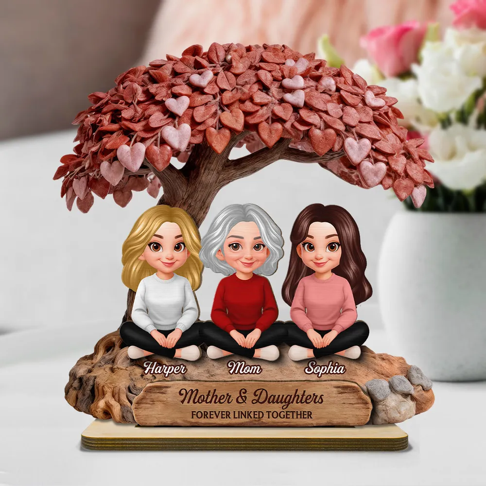 Personalized 2-Layer Wooden Plaque Heart Tree Family Scene for Mom, A Unique Mother's Day Gift With Sentimental Value - Image 3