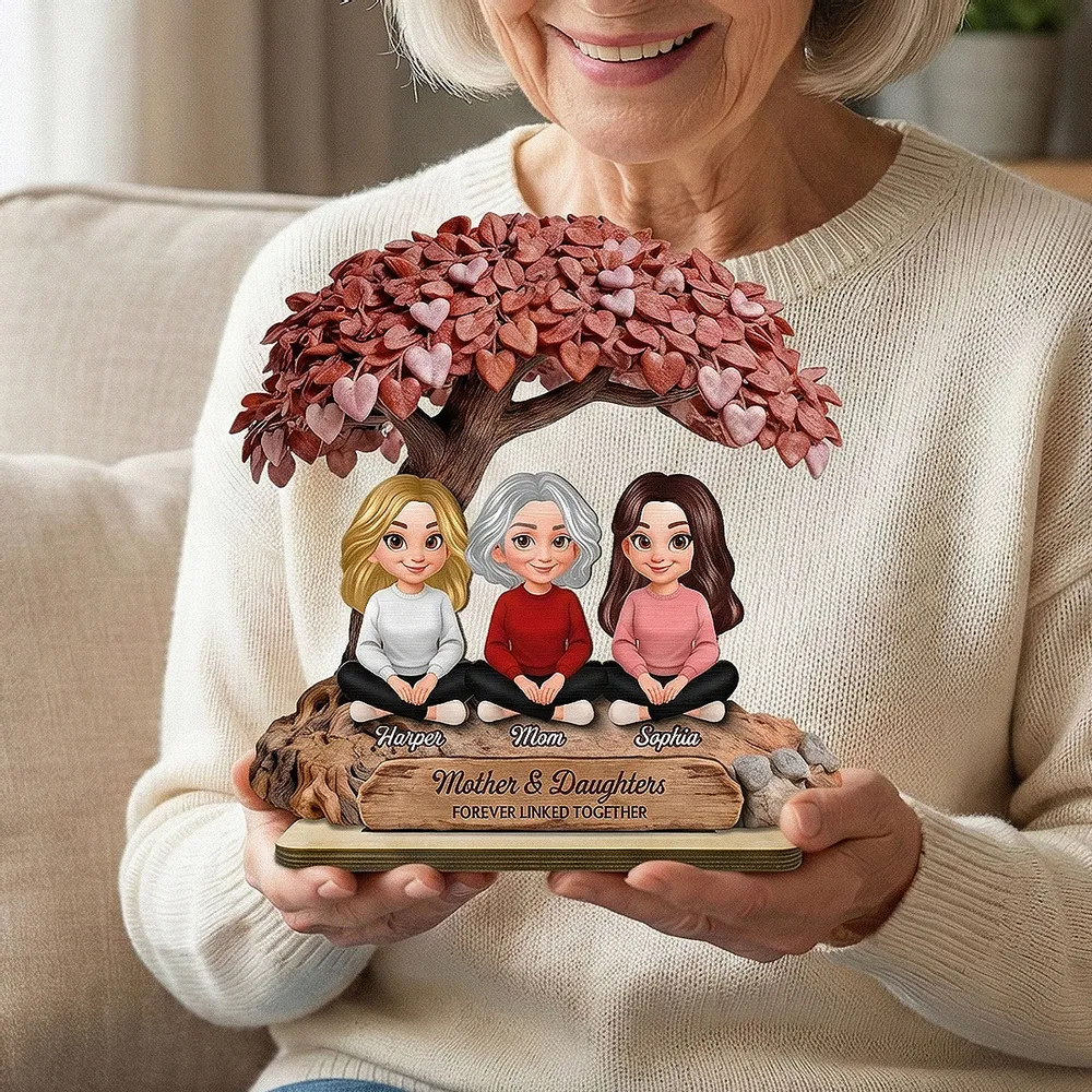 Personalized 2-Layer Wooden Plaque Heart Tree Family Scene for Mom, A Unique Mother's Day Gift With Sentimental Value - Image 8