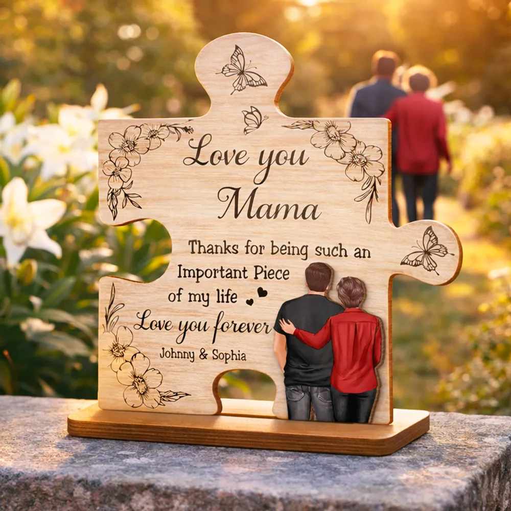 2-Layer Wooden Plaque Puzzle Piece Gift for Mom, Love You Mama Design, Warm Floral Butterfly Decor, Unique Thank You Gift - Image 7