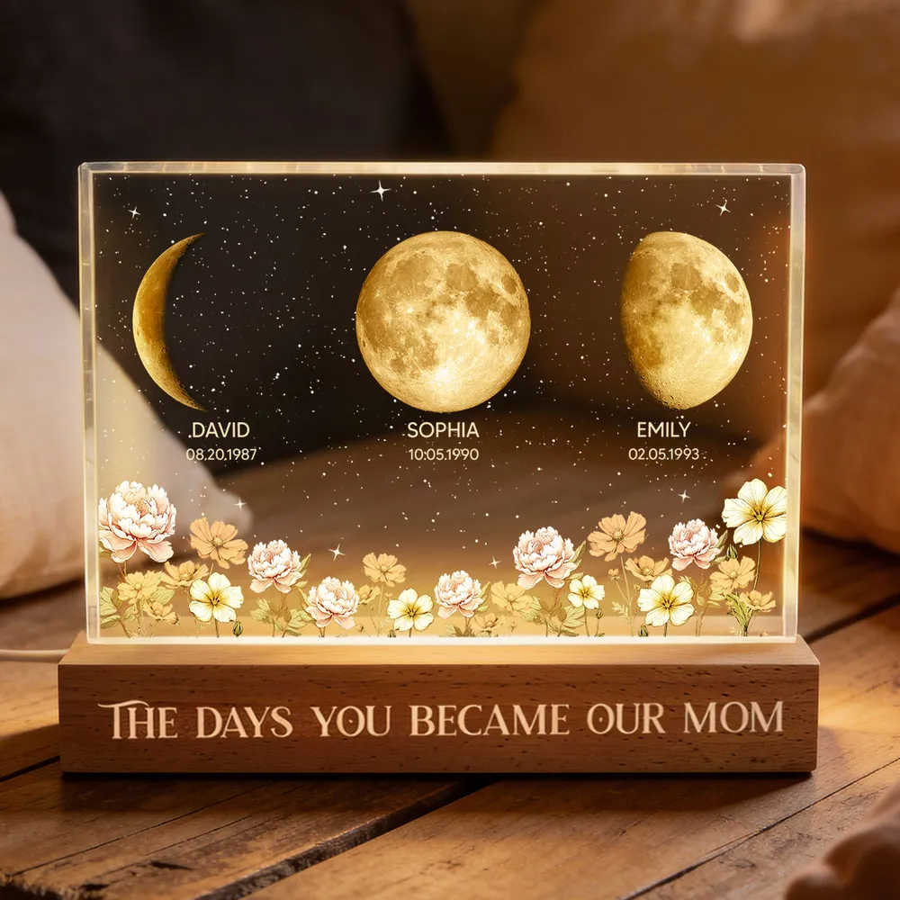 The Days You Became Our Mom Block LED Light Plaque, Custom Night Light for Bedroom or Office Desk, Meaningful Gift - Image 5