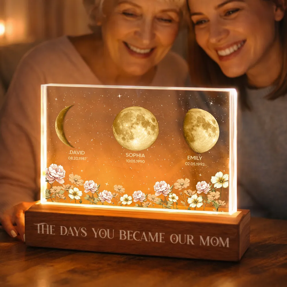 The Days You Became Our Mom Block LED Light Plaque, Custom Night Light for Bedroom or Office Desk, Meaningful Gift - Image 7