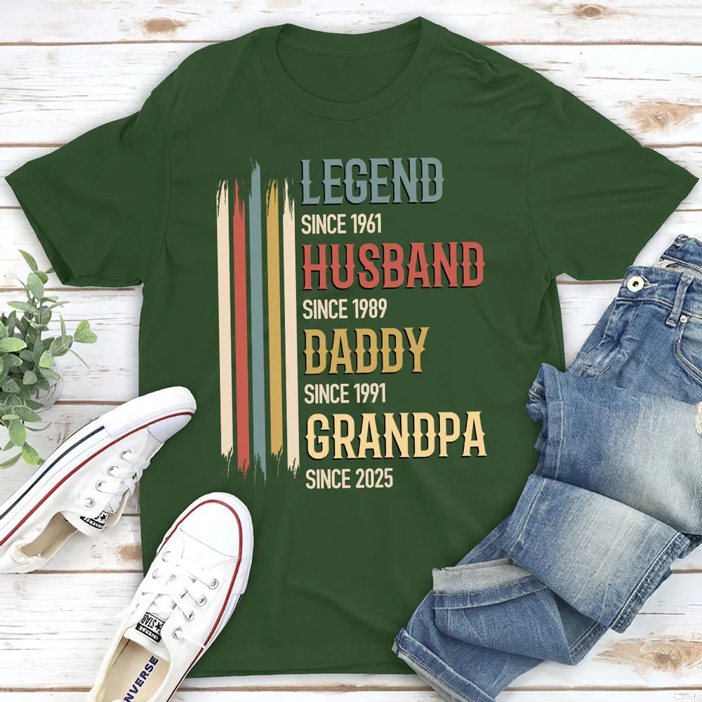 Personalized Classic Tee Legend Husband Daddy Grandpa Retro Stripes Gift for Dad or Grandpa - Unique Family Title Shirt - Image 6