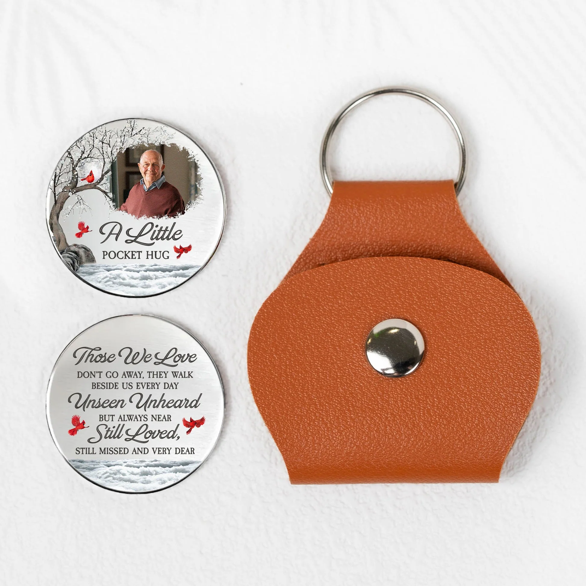 Pocket Hug Memorial Keepsake With Cardinal Winter Scene, Personalized Comfort Gift To Keep Them Close - Image 2