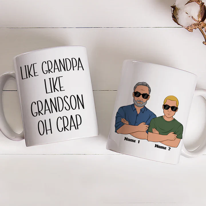 Personalized White Ceramic Mug Like Father Like Daughter Oh Crap - Funny Custom Gift for Dad & Daughter - Image 3