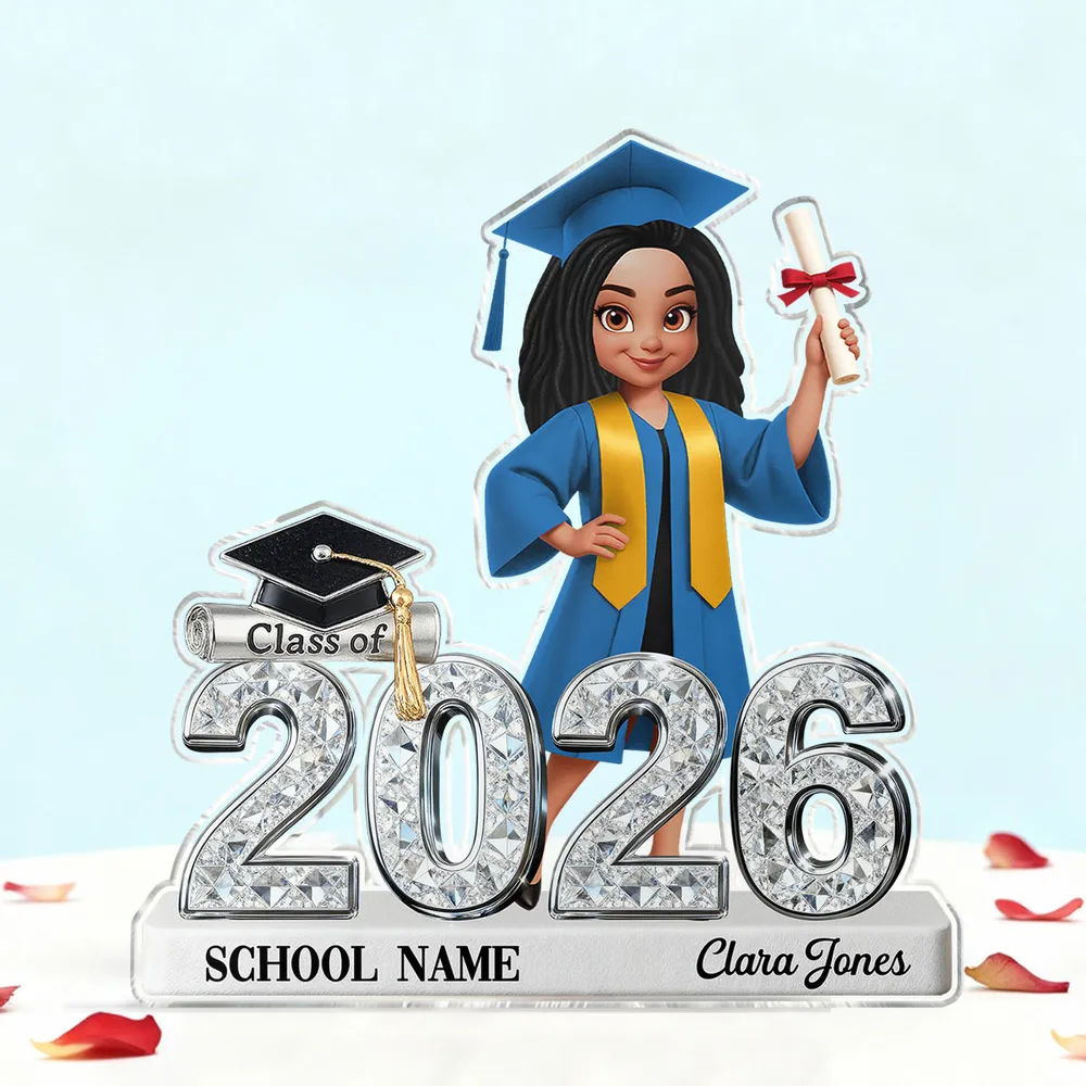 Shaped Acrylic Block Plaque for Graduation Decor, Glitter-Style Class of 2026 Grad Figure, Creative Gift - Image 7