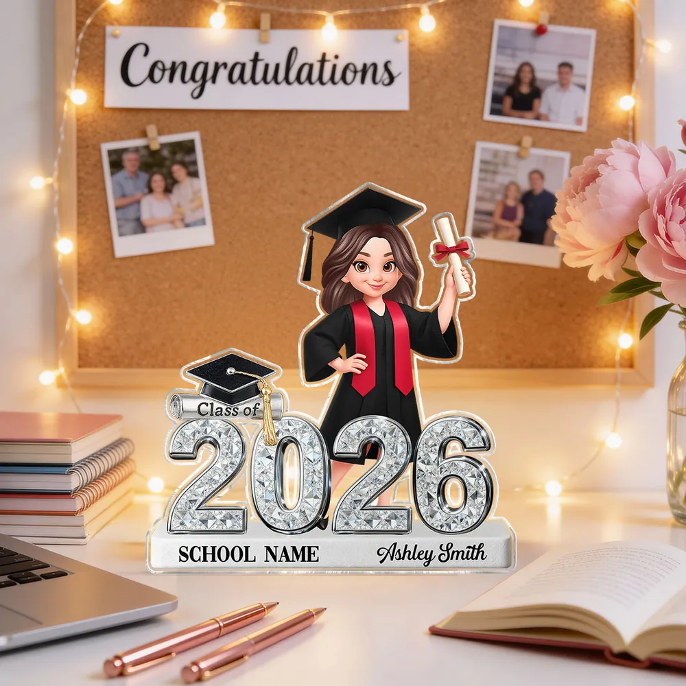 Shaped Acrylic Block Plaque for Graduation Decor, Glitter-Style Class of 2026 Grad Figure, Creative Gift - Image 8