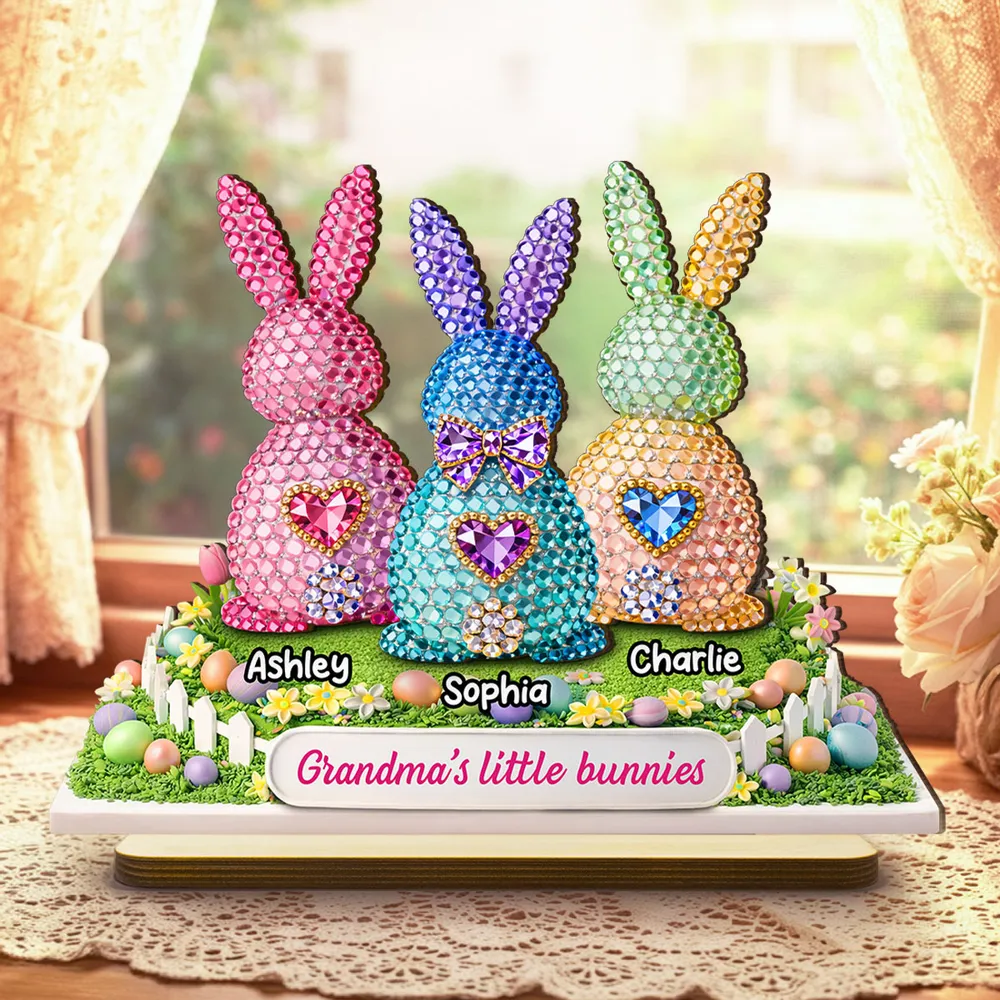 Grandma's Little Bunnies Personalized 2-Layer Wooden Plaque - Heartwarming Easter Keepsake Gift for Grandma, Bright Pastel Display - Image 4