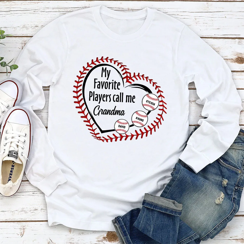 Personalized Baseball Grandma Classic Tee My Favorite Players Call Me Cute Heart & Baseball Design Unique Gift - Image 5