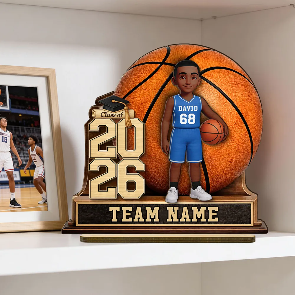 Personalized 2-Layer Wooden Plaque Basketball Graduation Keepsake With Player & Class Year - Unique Gift For Son or Daughter - Image 2