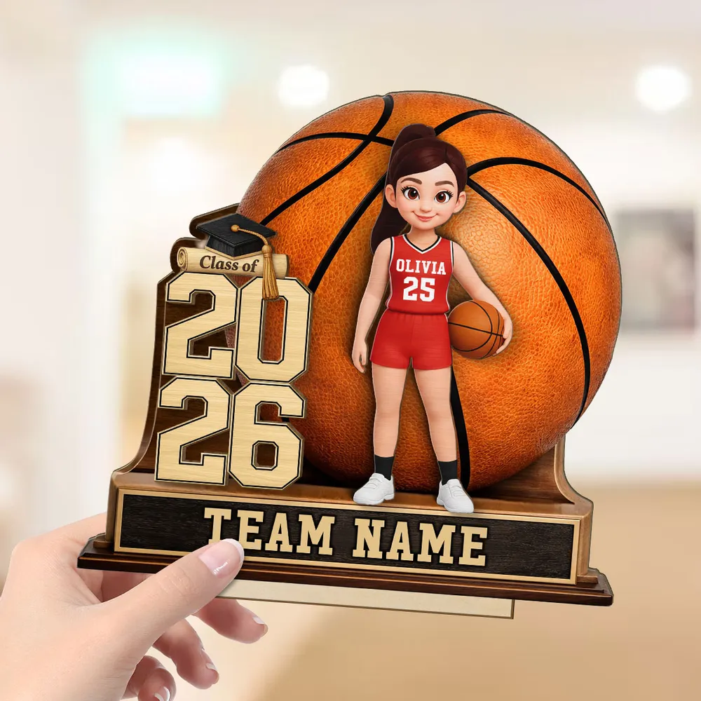 Personalized 2-Layer Wooden Plaque Basketball Graduation Keepsake With Player & Class Year - Unique Gift For Son or Daughter - Image 3