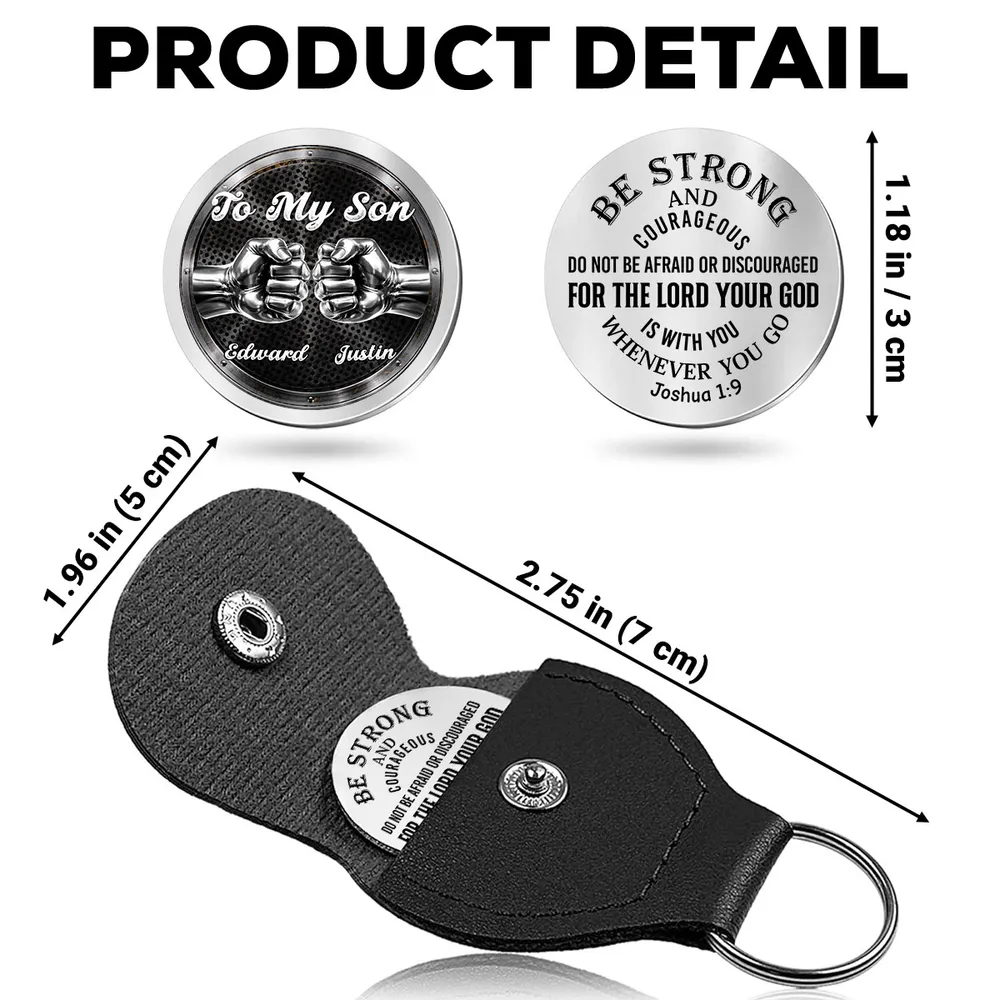 Pocket Hug - Custom Encouragement Keepsake Gift for Son, Be Strong and Courageous, Thoughtful Everyday Carry Token - Image 5