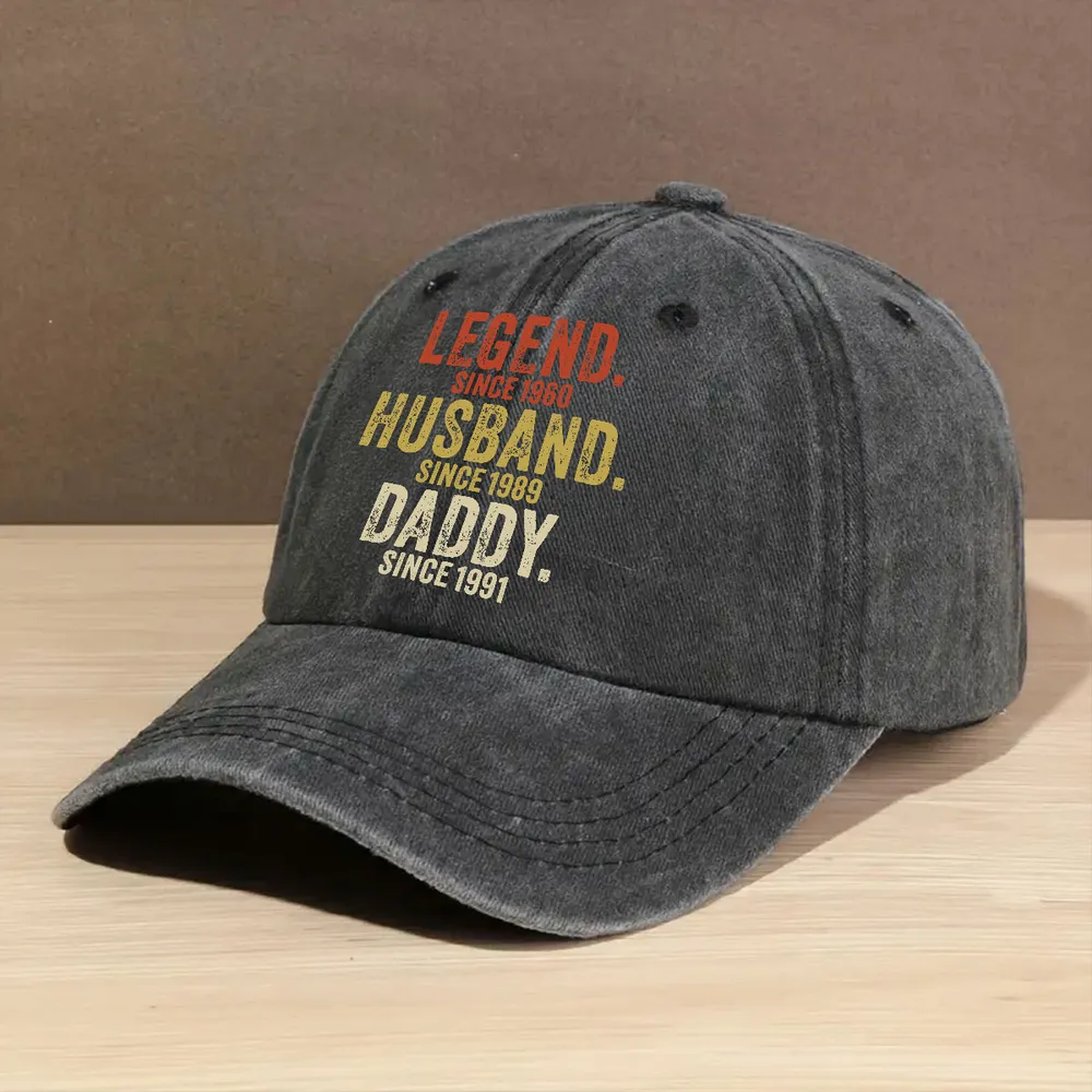Personalized Washed Denim Baseball Cap with Legend Husband Daddy Quote - Vintage Look Everyday Wear Unique Gift for Dad - Image 5