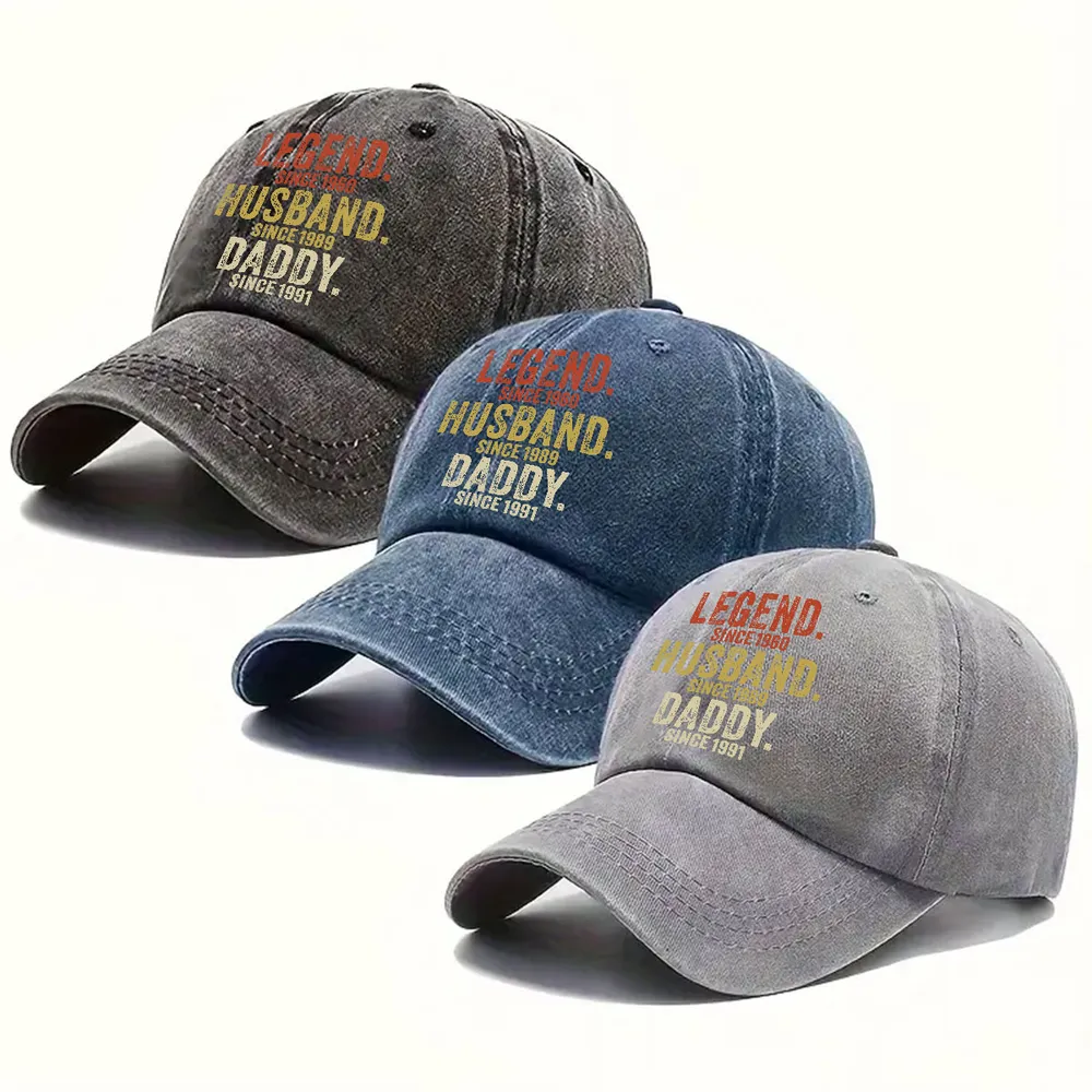 Personalized Washed Denim Baseball Cap with Legend Husband Daddy Quote - Vintage Look Everyday Wear Unique Gift for Dad - Image 6