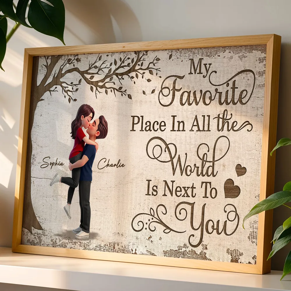 Personalized Couple Hugging Under Tree Poster Romantic Quote Wall Art Unique Gift for Husband or Wife - Image 2