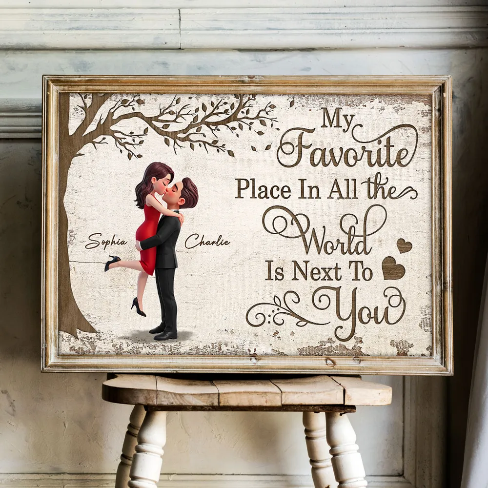 Personalized Couple Hugging Under Tree Poster Romantic Quote Wall Art Unique Gift for Husband or Wife - Image 3