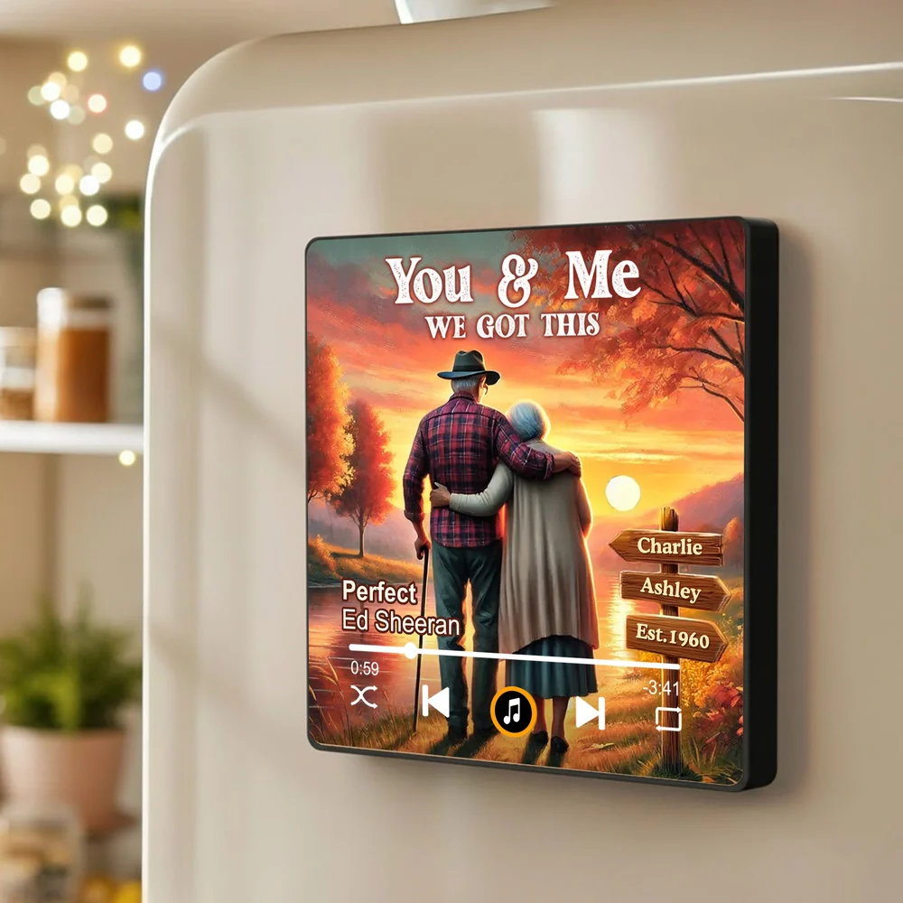 You & Me We Got This Acrylic Music Magnet Custom Song Style Fridge Decoration Warm Sunset Keepsake Gift for Couples - Image 2