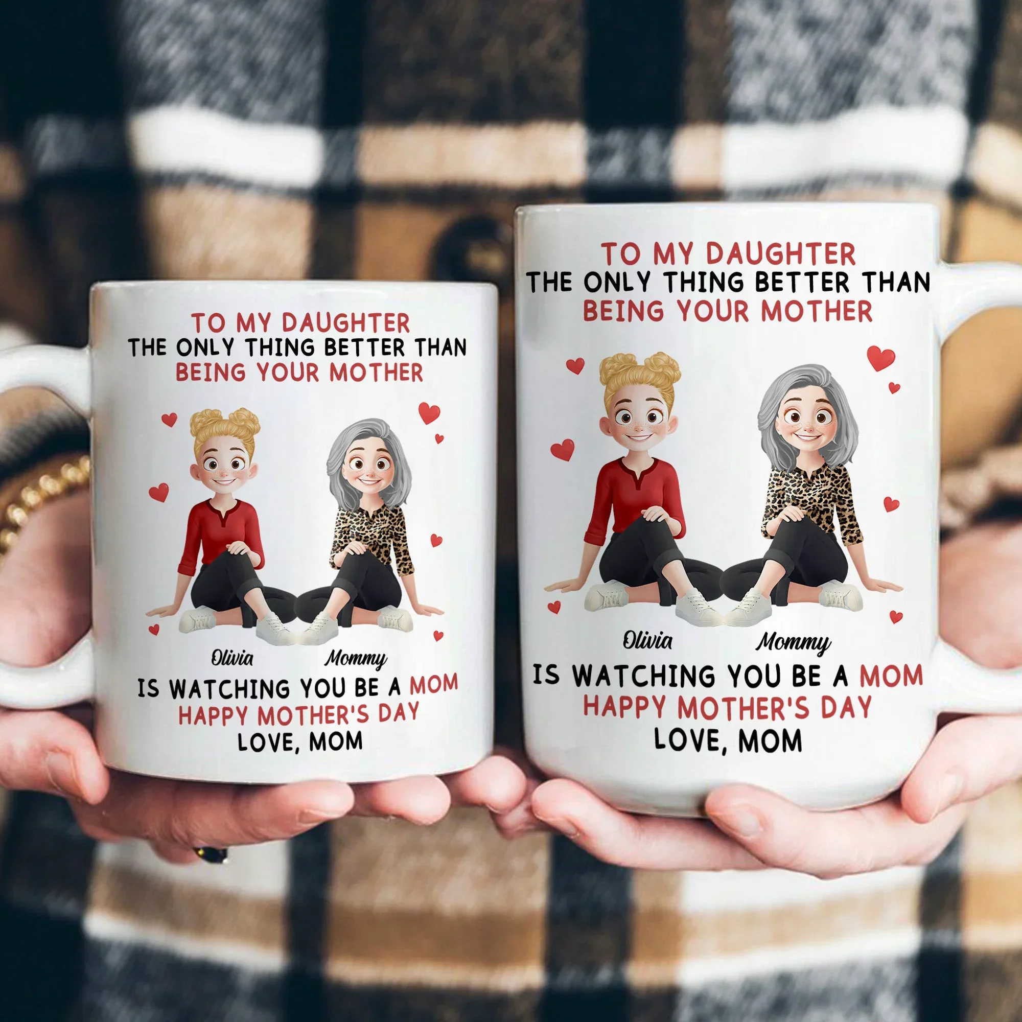 Ceramic Mug for Daughter, Personalized Mother-Daughter Love Quote and Sweet Cartoon Art, Daily Coffee Reminder, Creative Gift - Image 5