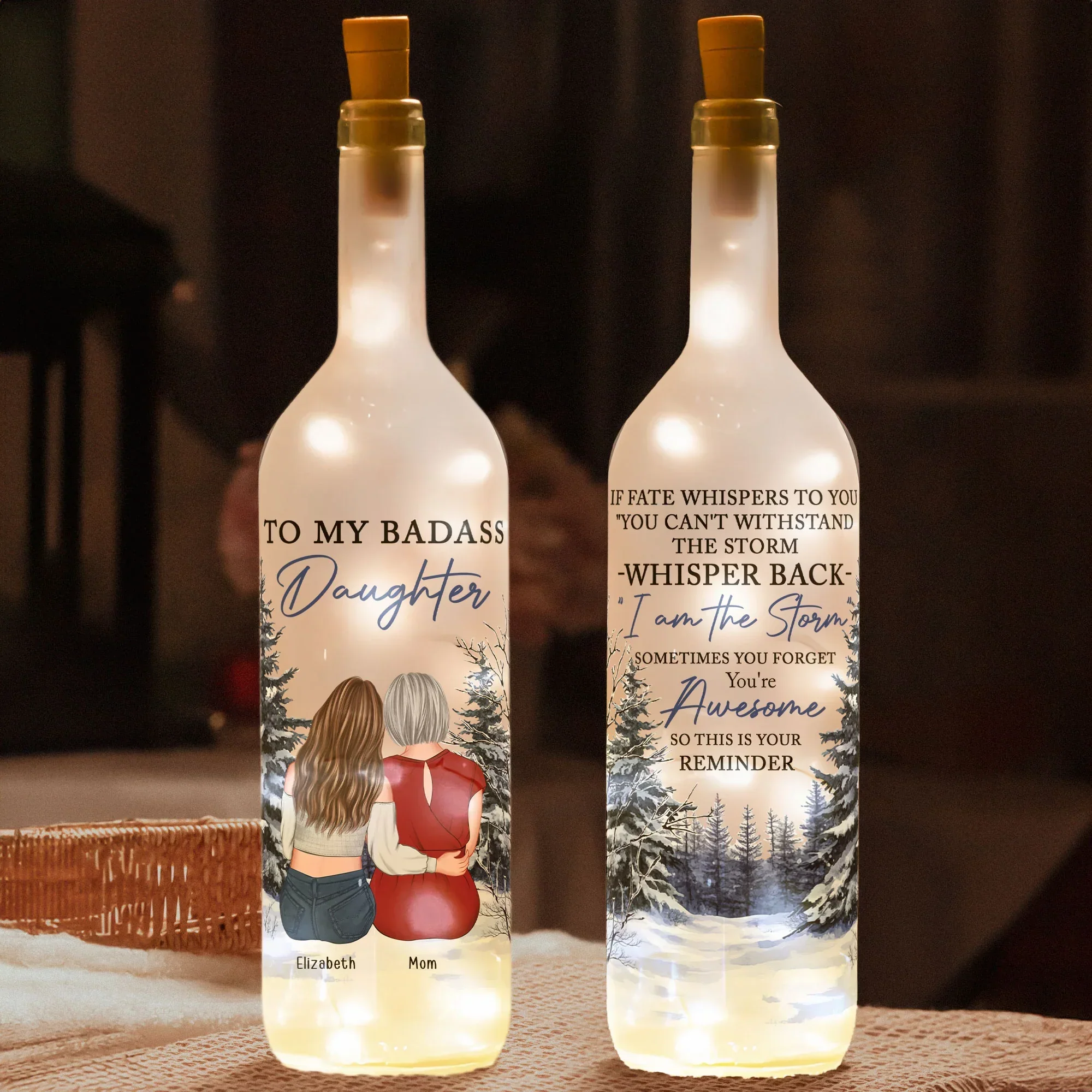 Personalized Bottle Lamp for Daughter, Cozy Warm Glow Winter Scene, Unique Gift From Mom With Encouraging Quote - Image 5