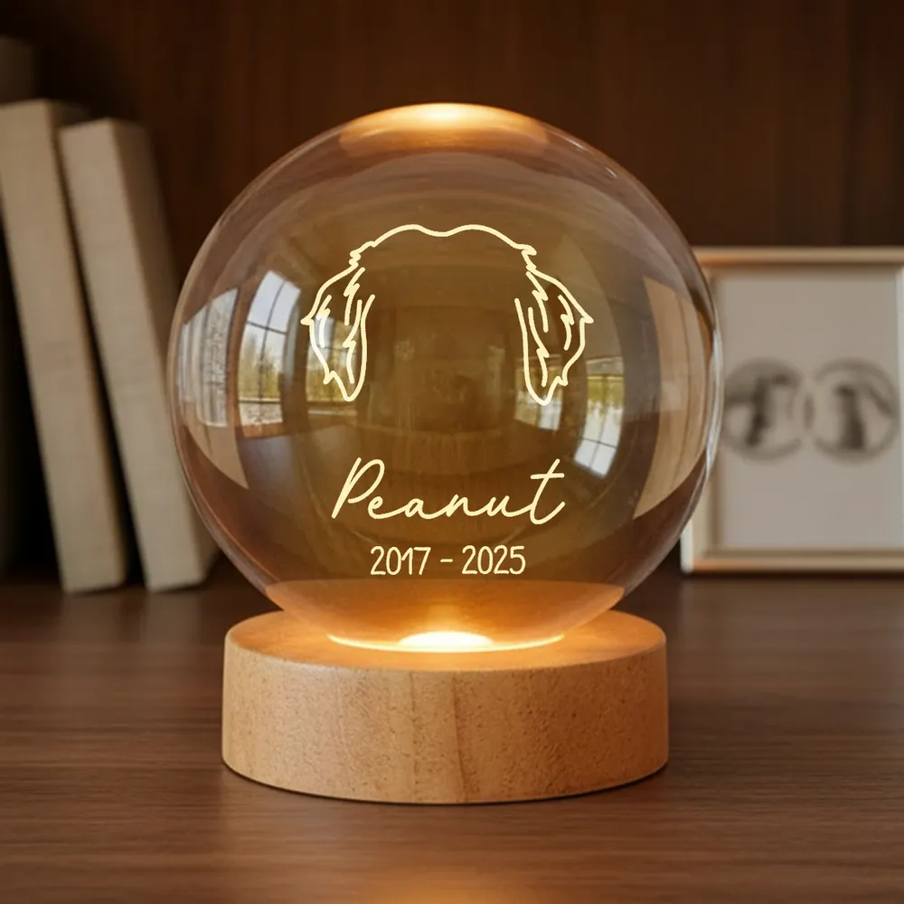 Custom Pet Remembrance Globe Lamp with Dog Head Outline, Soft Glow Sympathy Decor, Thoughtful Unique Gift for Pet Owners - Image 2