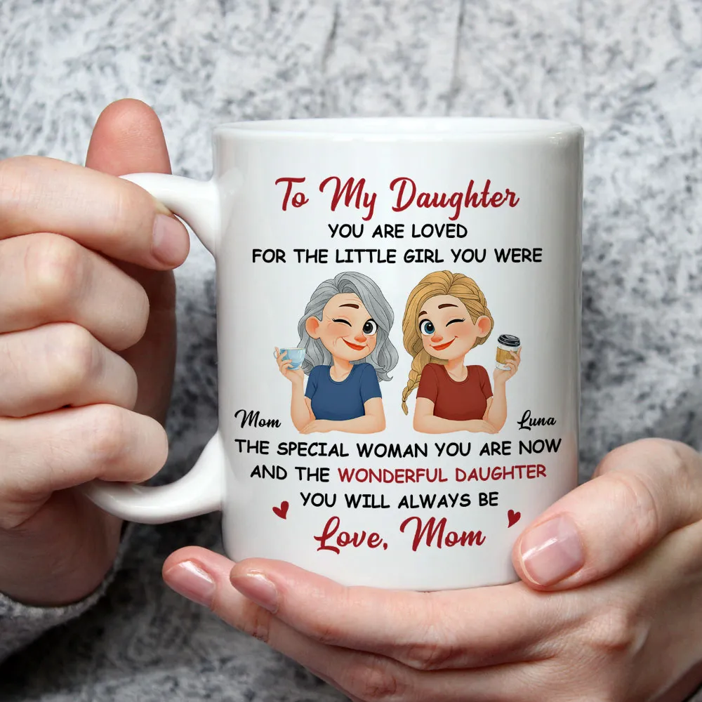 Personalized White Ceramic Mug for Daughter, Cute Mom and Daughter Coffee Design, Unique Gift From Mom - Image 2
